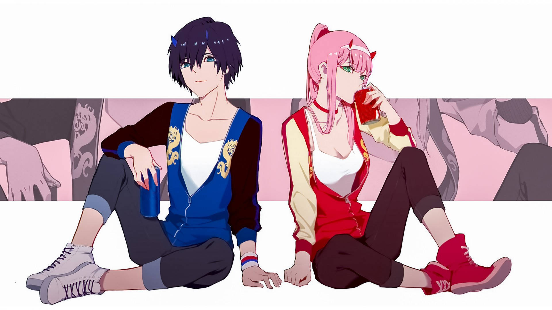 Anime Girl And Boy Sitting Together Wallpapers