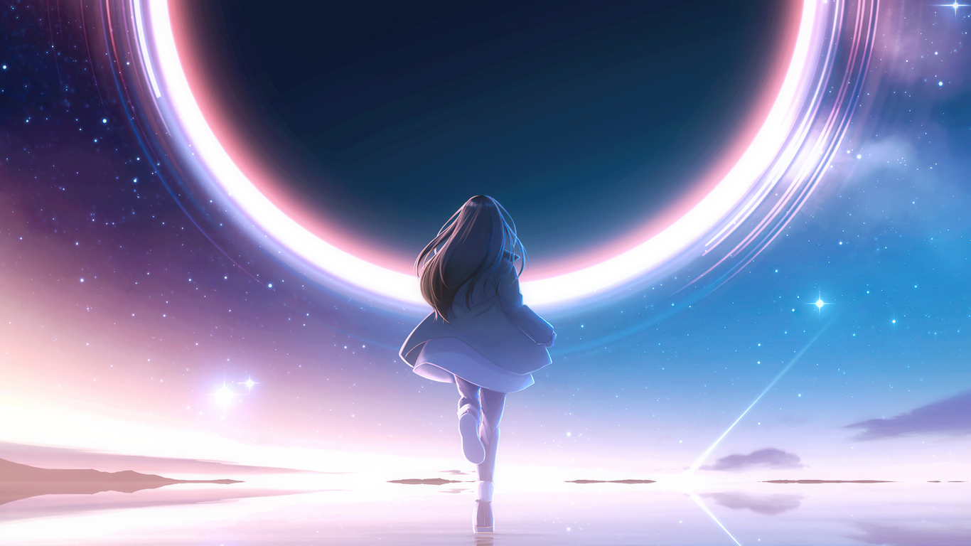 Anime Girl And Night Stars Wallpapers