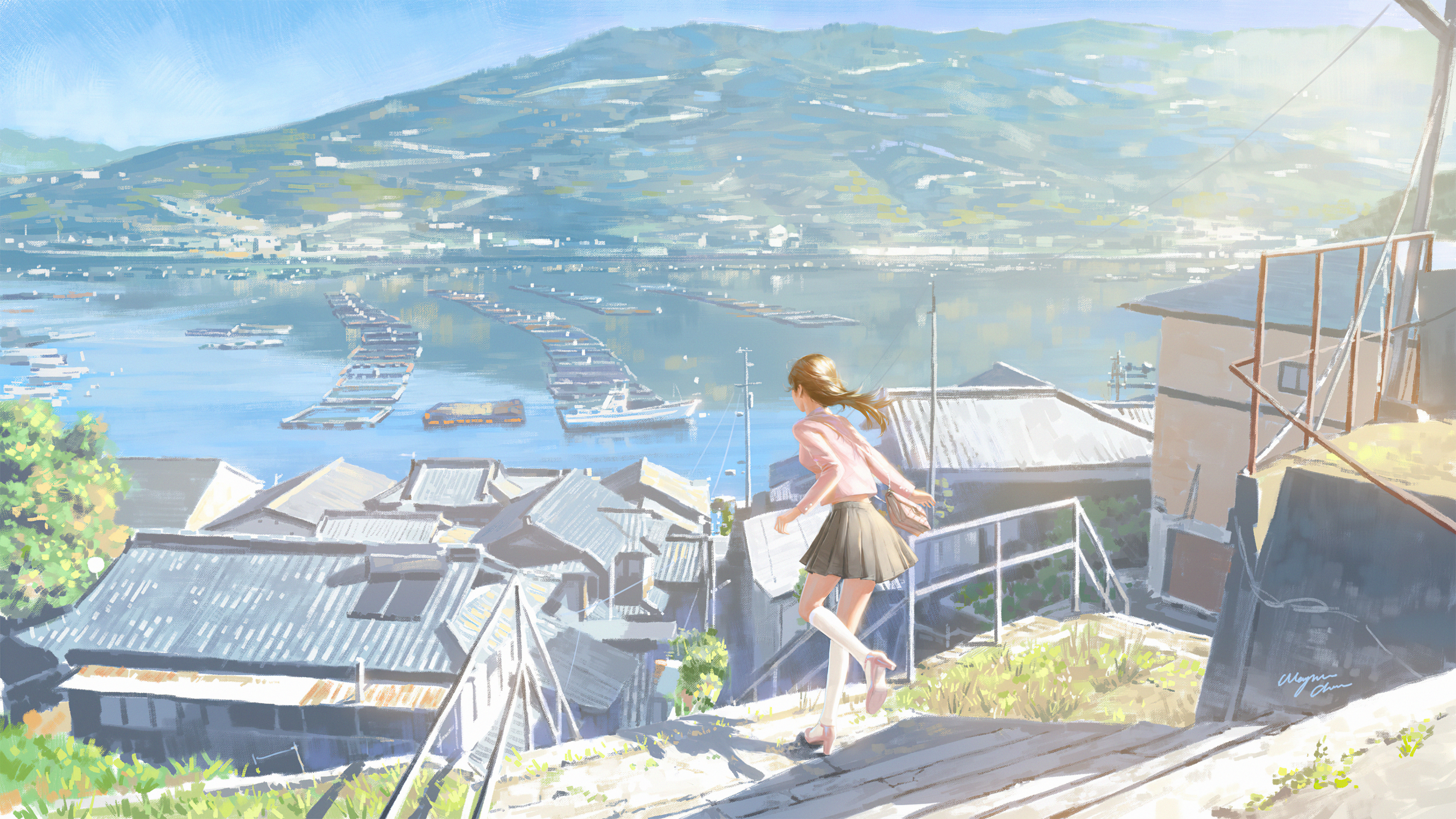 Anime Girl At The Seaside Wallpapers