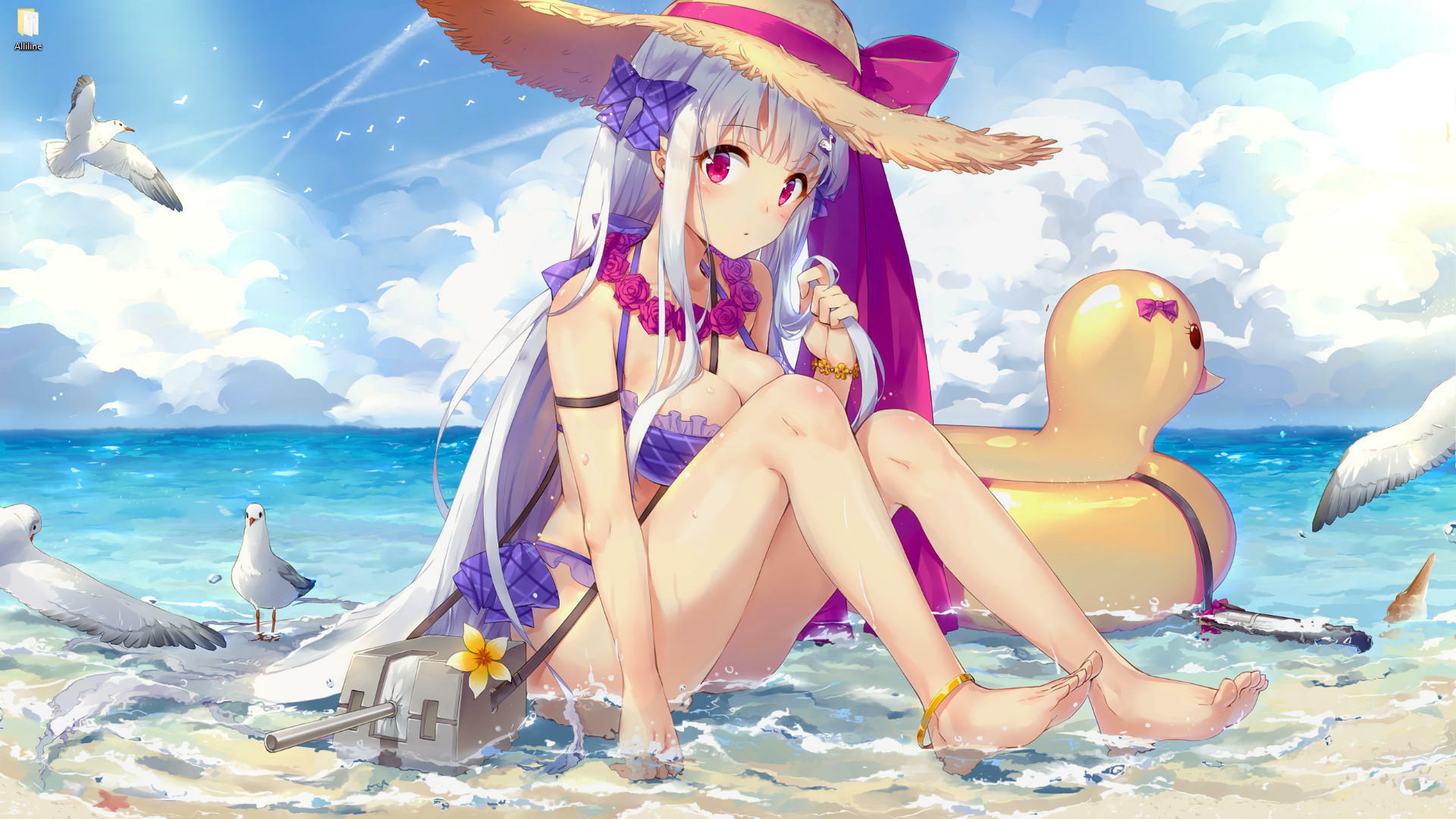 Anime Girl At The Seaside Wallpapers