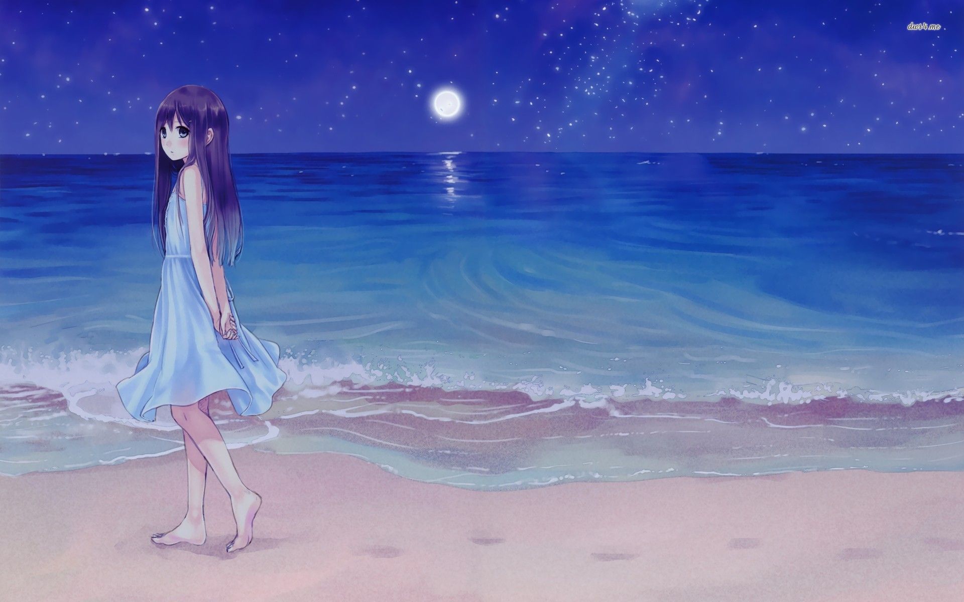 Anime Girl At The Seaside Wallpapers