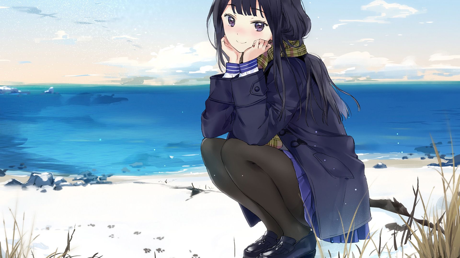 Anime Girl At The Seaside Wallpapers