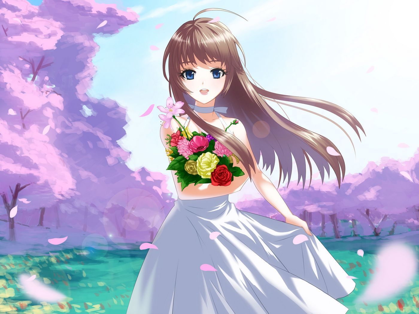 Anime Girl Flowers Wallpapers