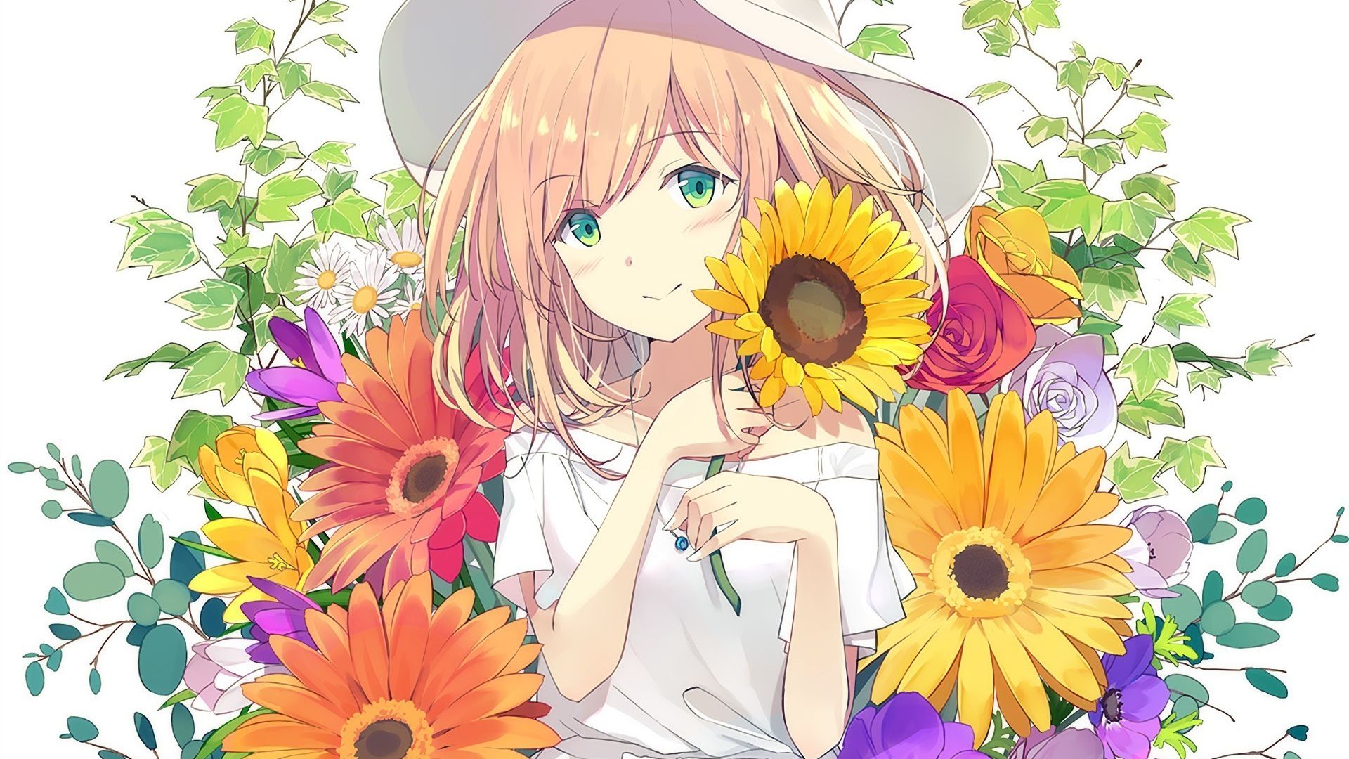 Anime Girl Flowers Wallpapers