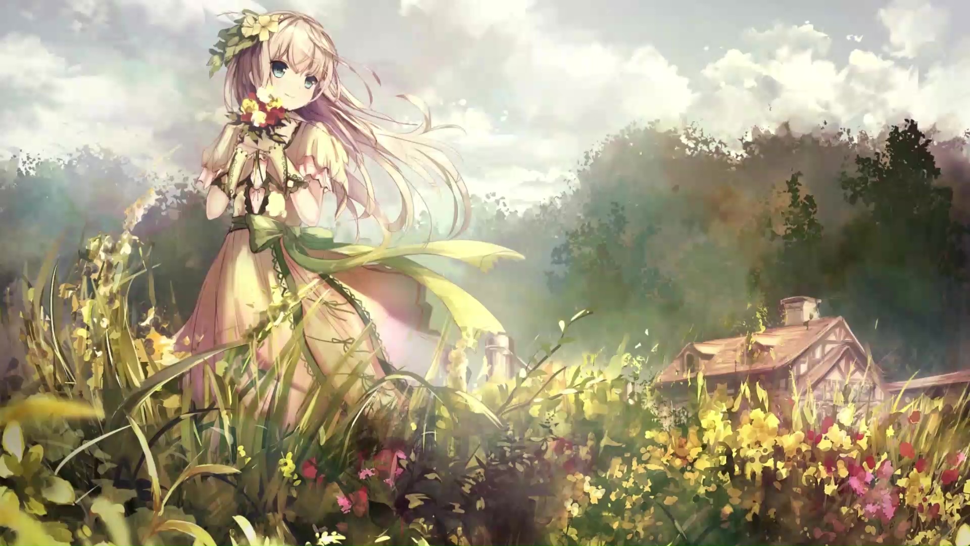 Anime Girl Flowers Wallpapers