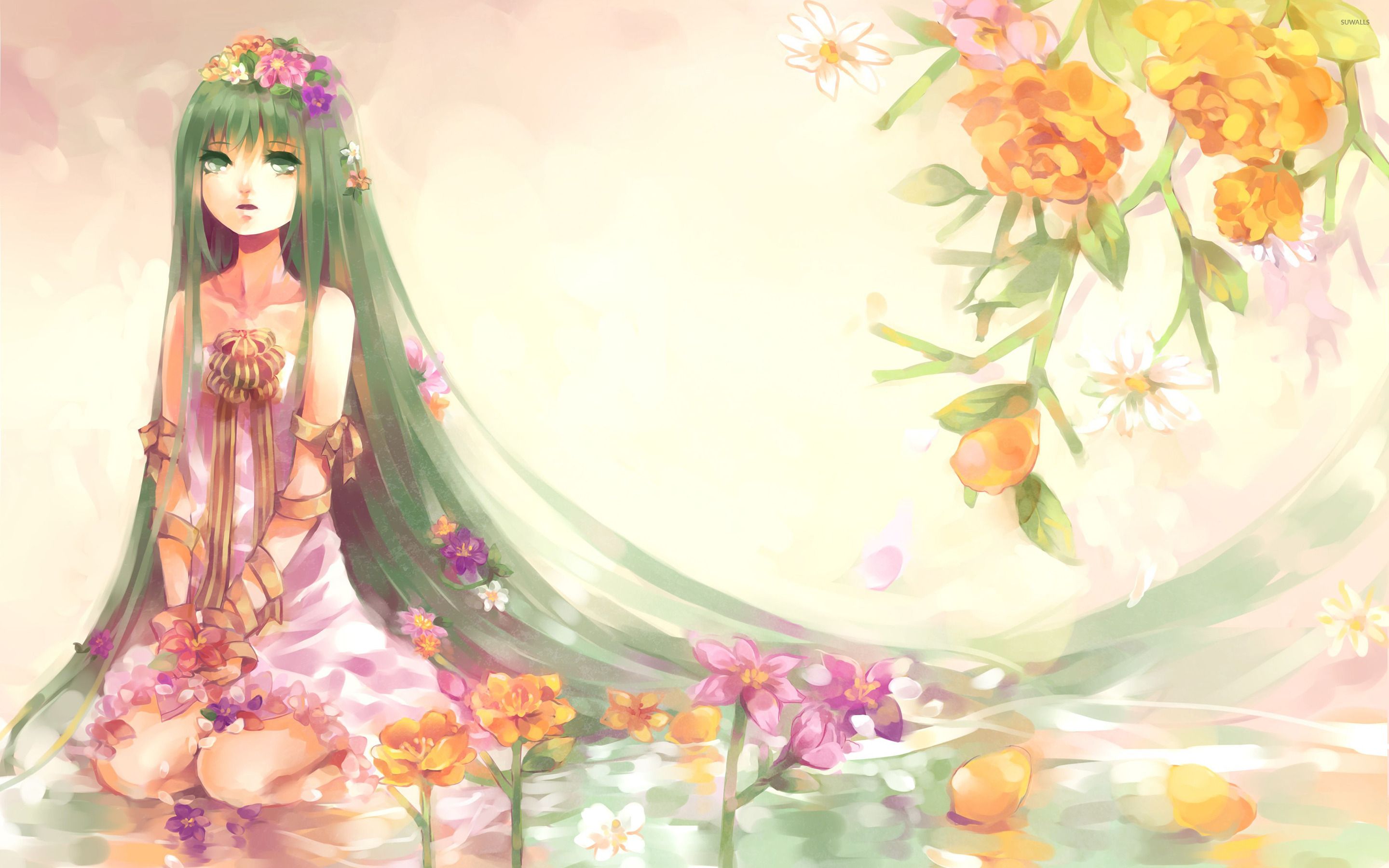 Anime Girl Flowers Wallpapers