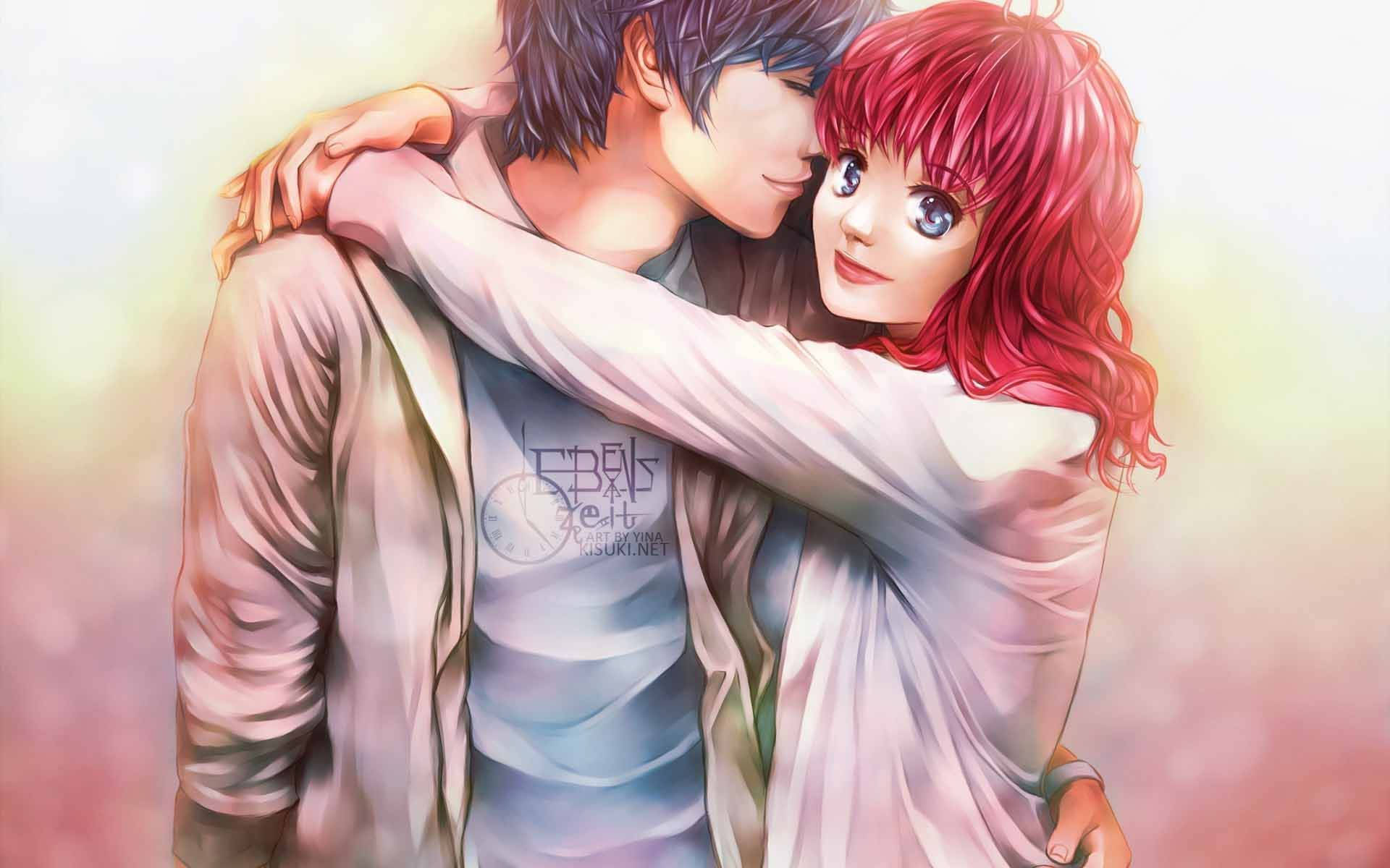 Anime Girl Huging Boy Wallpapers