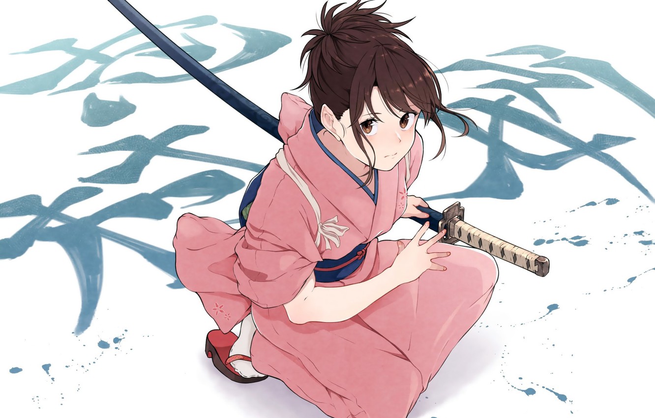 Anime Girl Kimono And Weapon Wallpapers