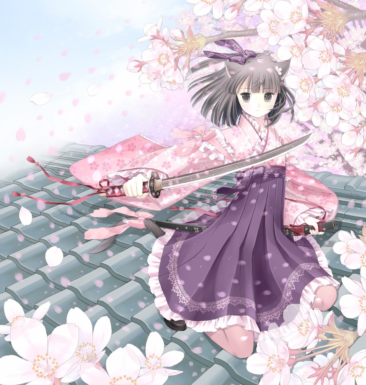 Anime Girl Kimono And Weapon Wallpapers