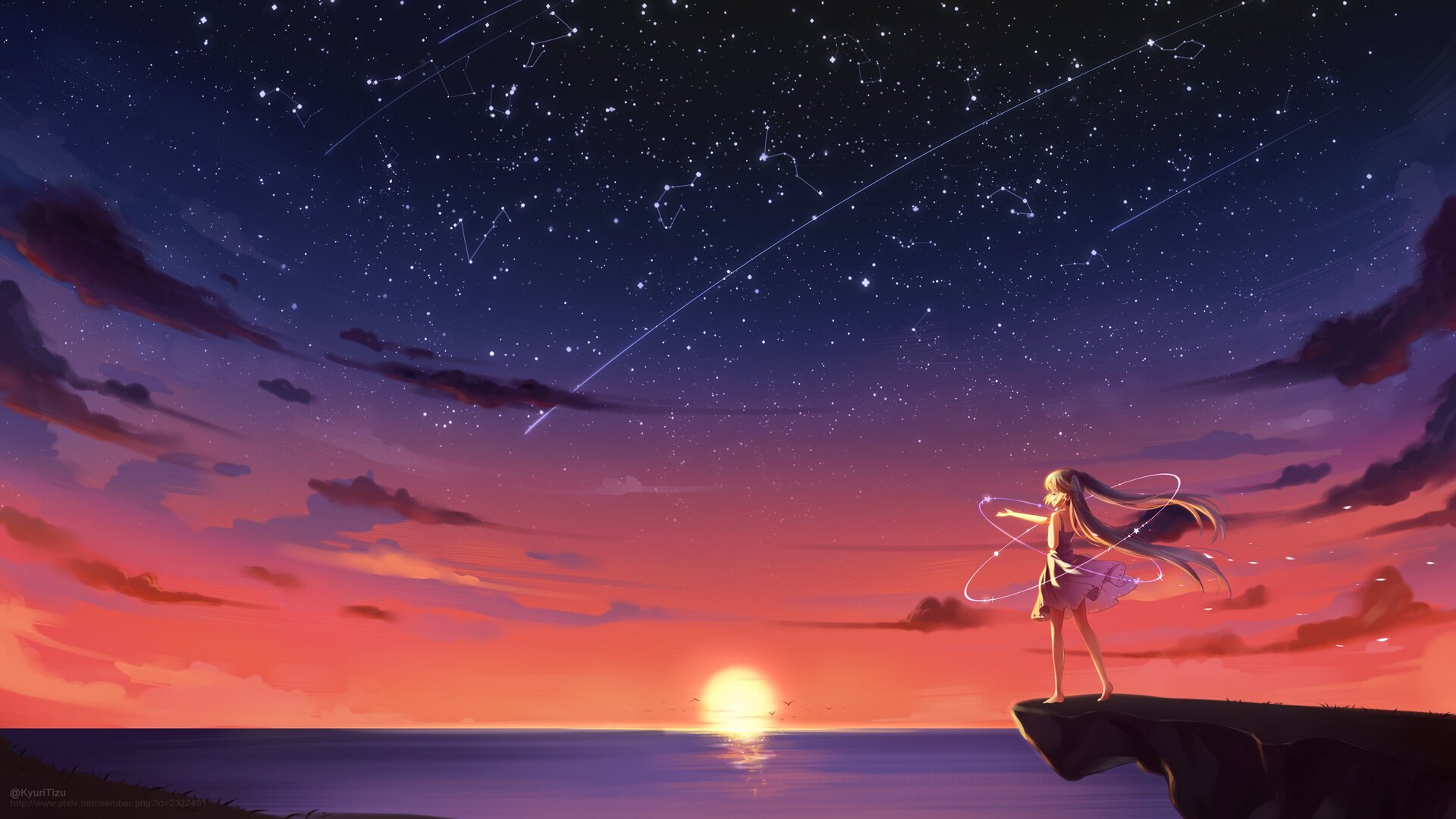 Anime Girl Looking At Stars Wallpapers