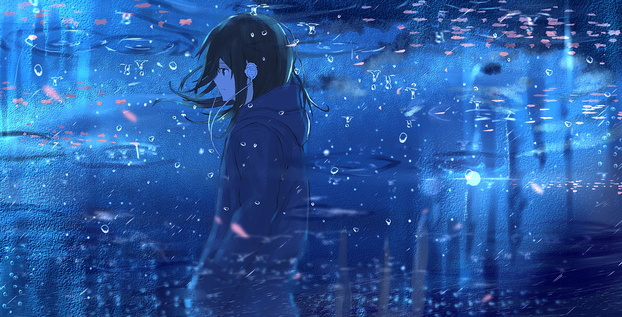 Anime Girl Near Ocean Wallpapers