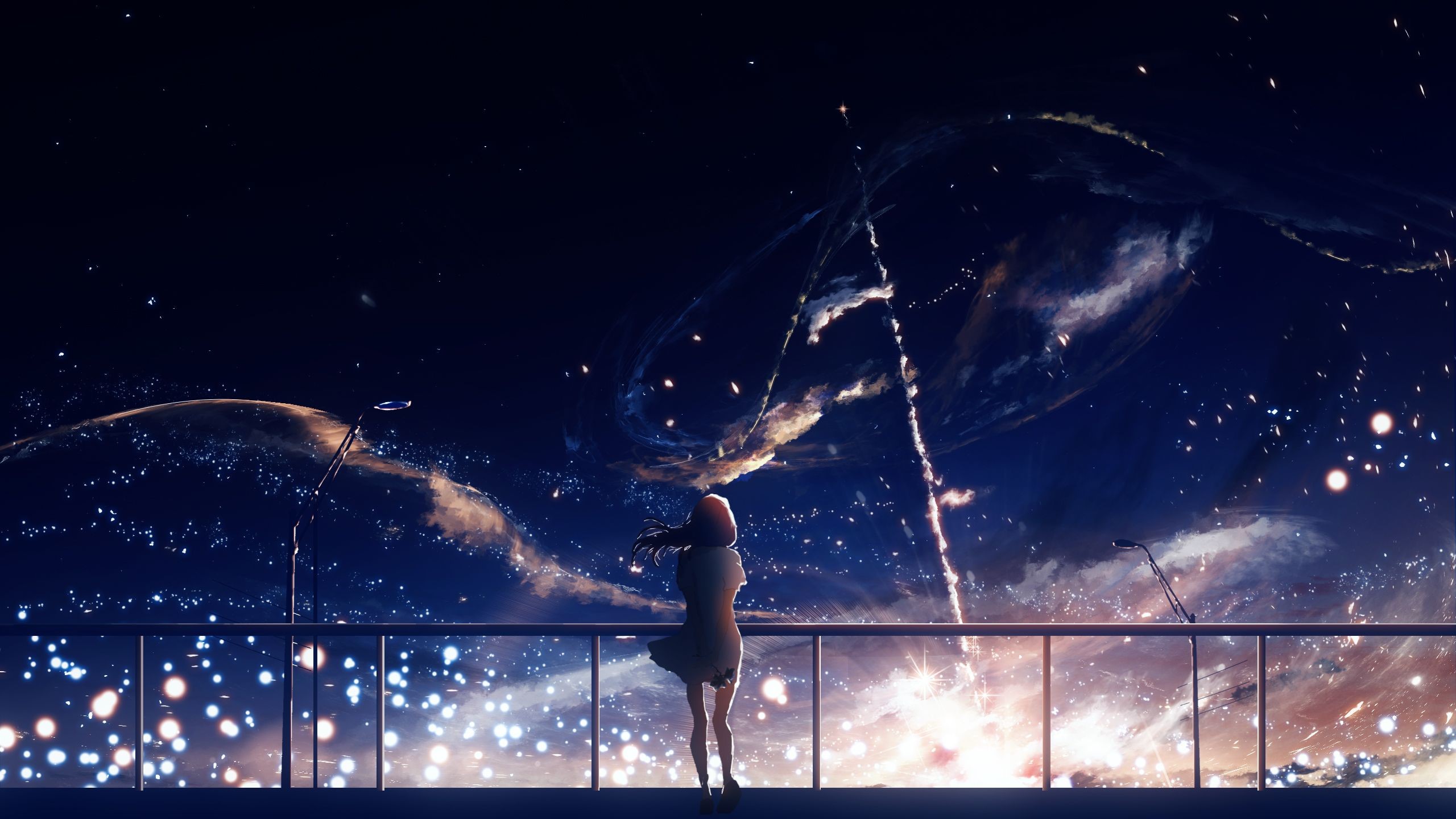 Anime Girl Night Sky Wallpapers