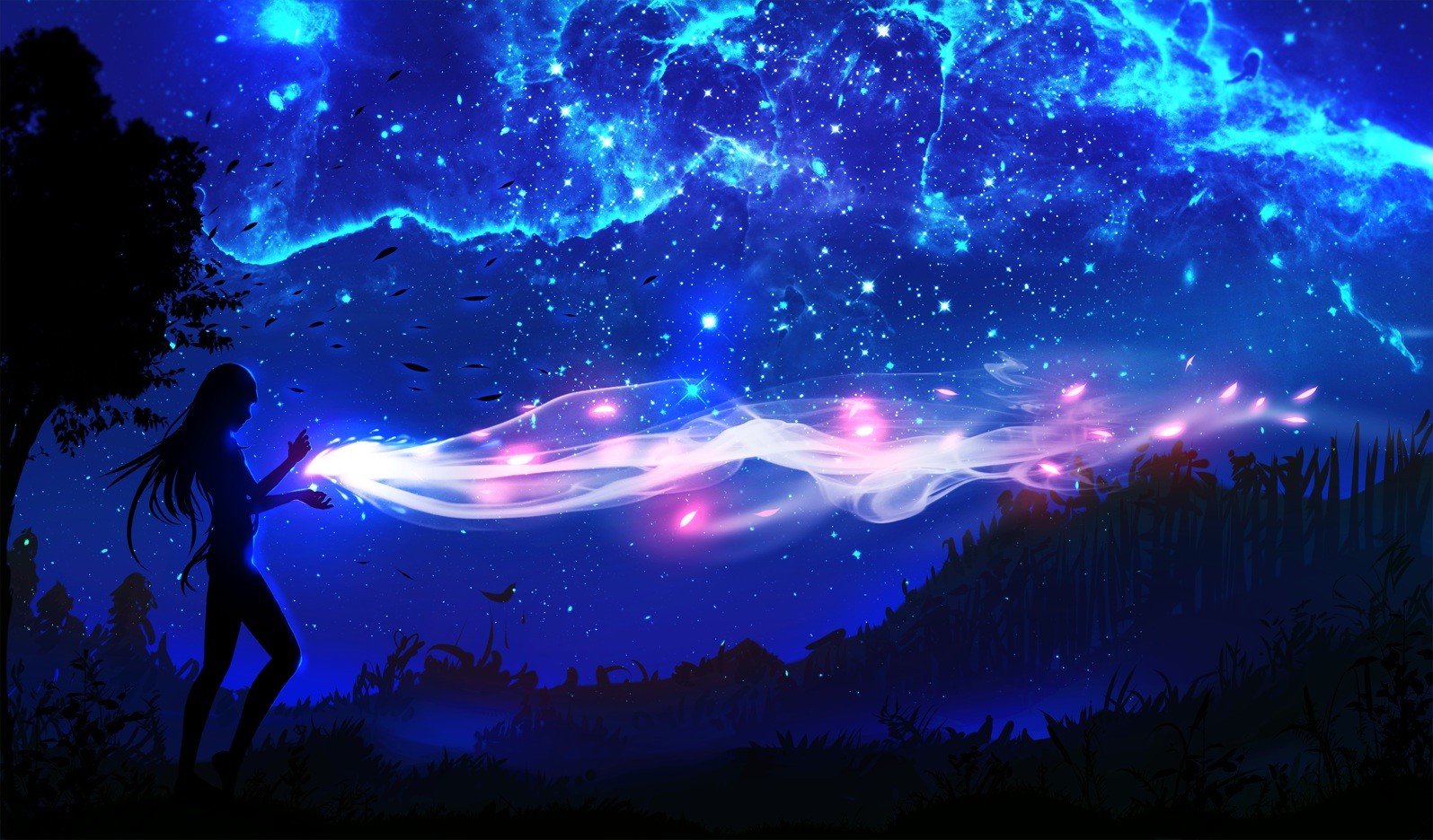 Anime Girl Night Sky Wallpapers