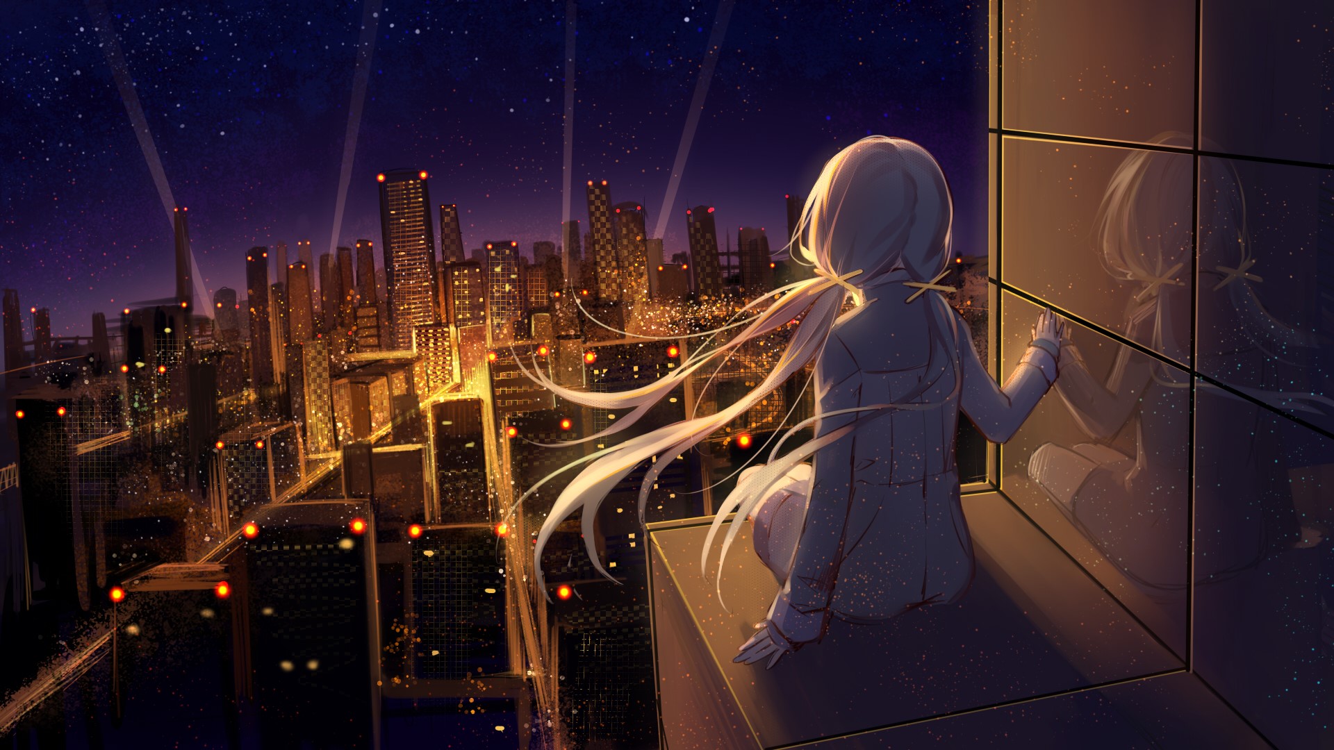 Anime Girl Night Sky Wallpapers