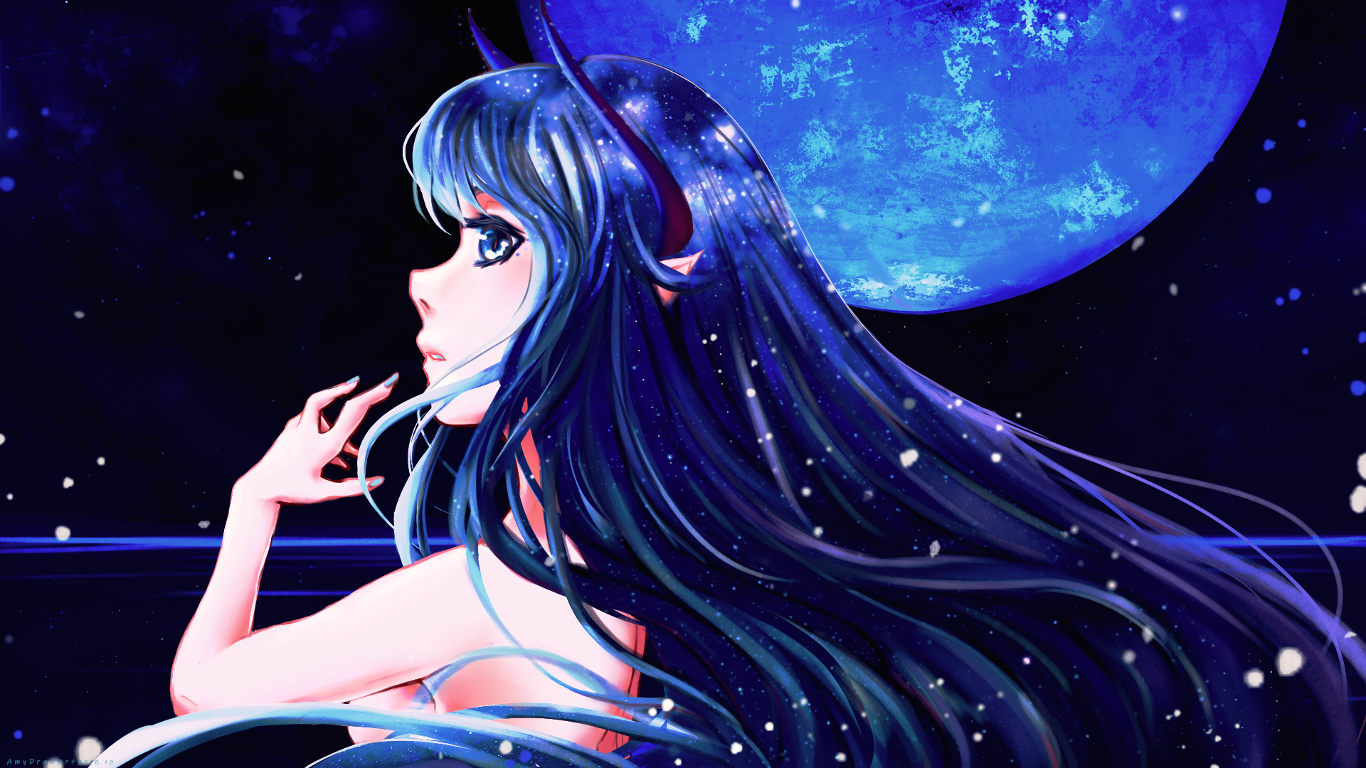 Anime Girl Night Sky Wallpapers