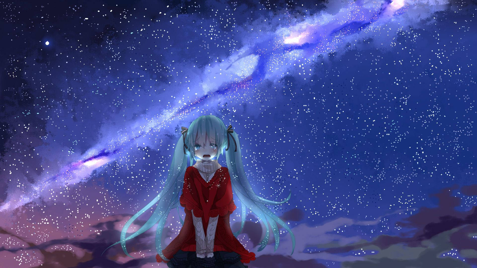 Anime Girl Night Sky Wallpapers