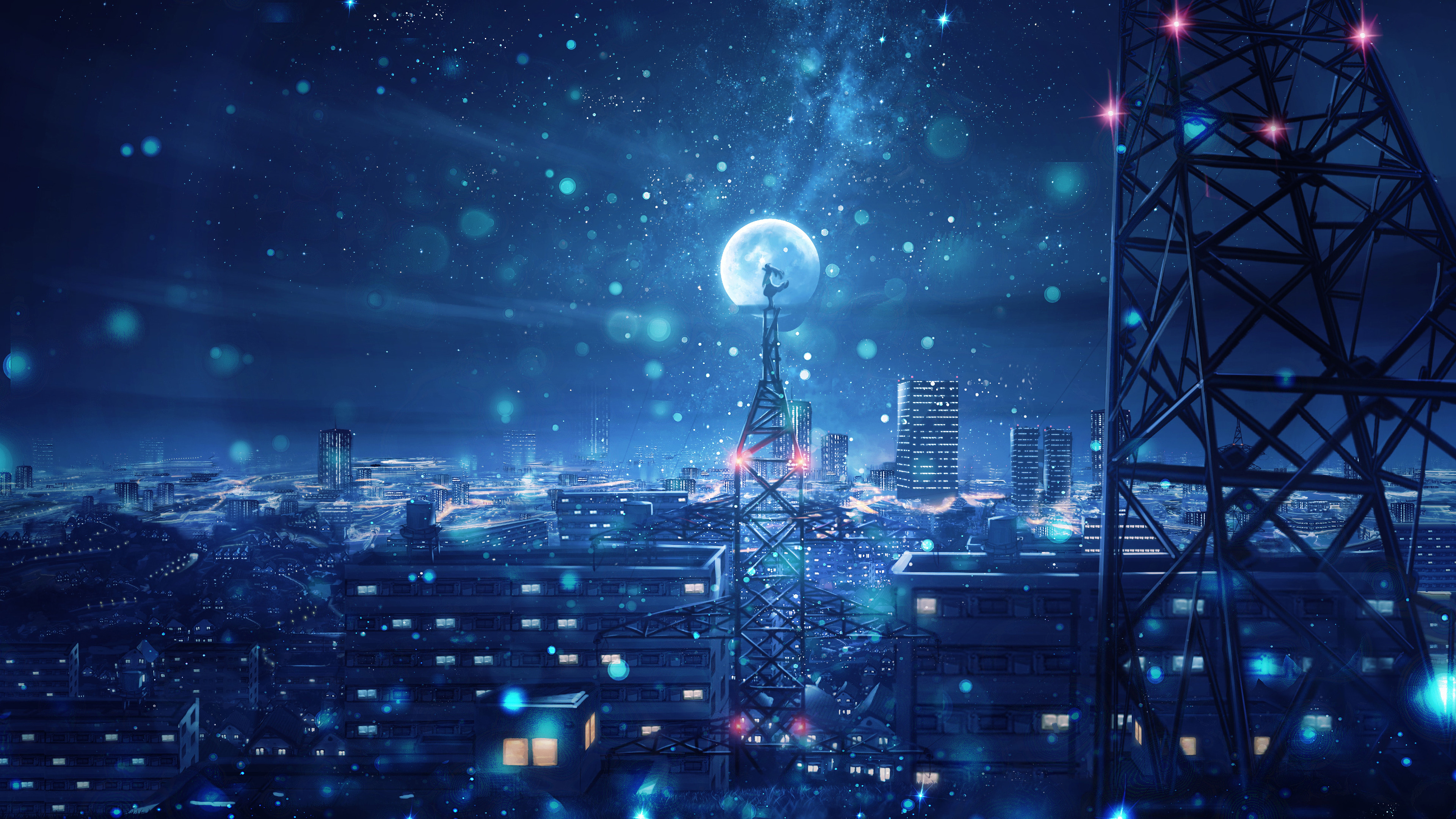 Anime Girl Night Sky Wallpapers