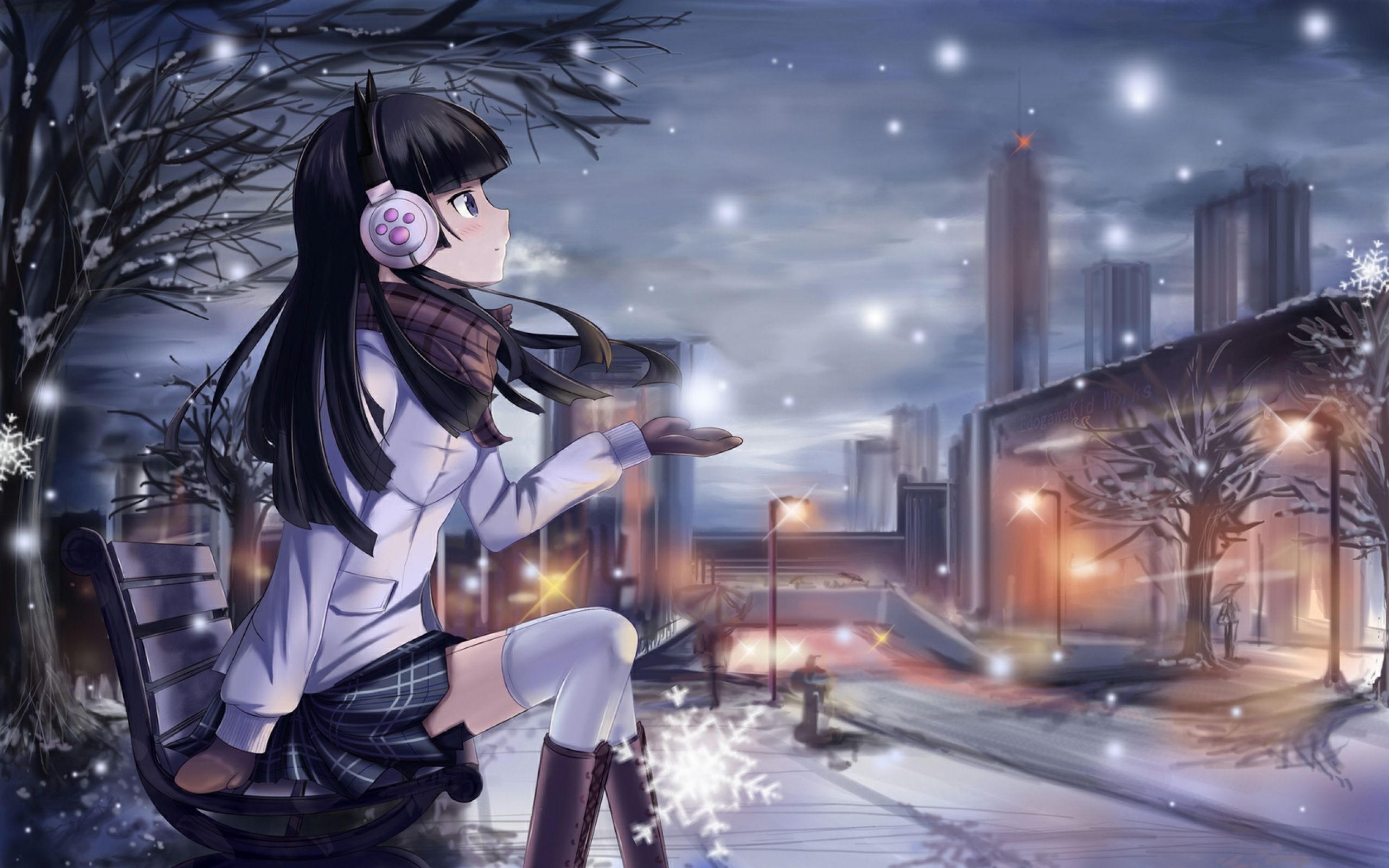 Anime Girl Sitting Alone Wallpapers