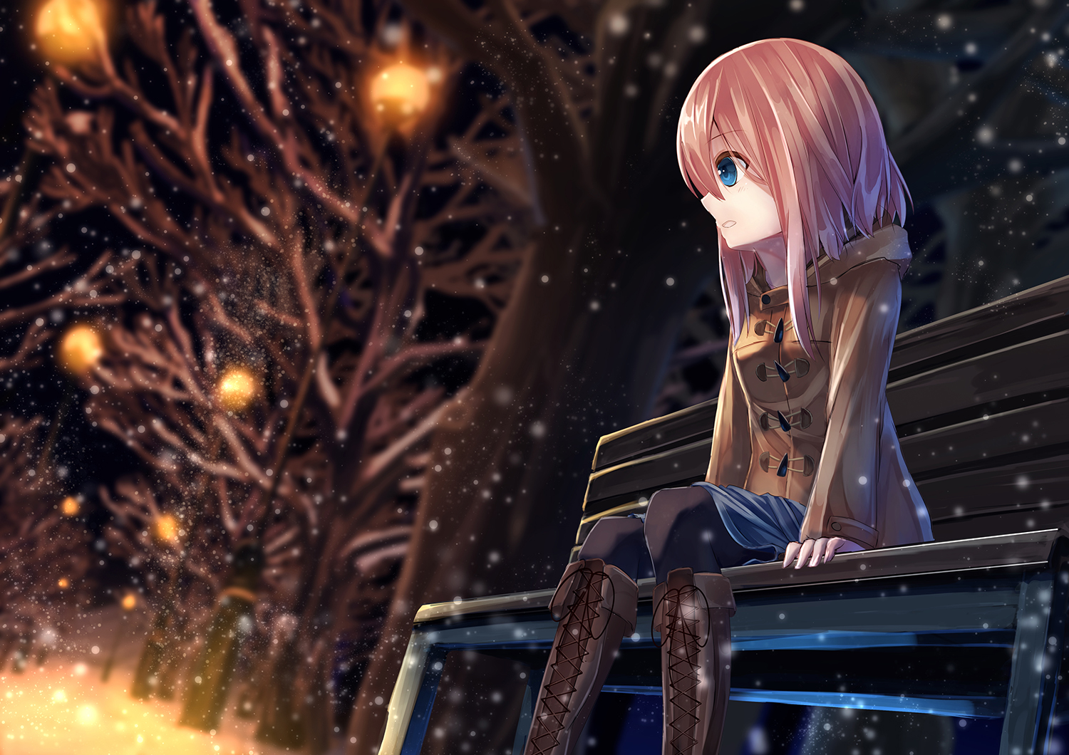 Anime Girl Sitting Alone Wallpapers