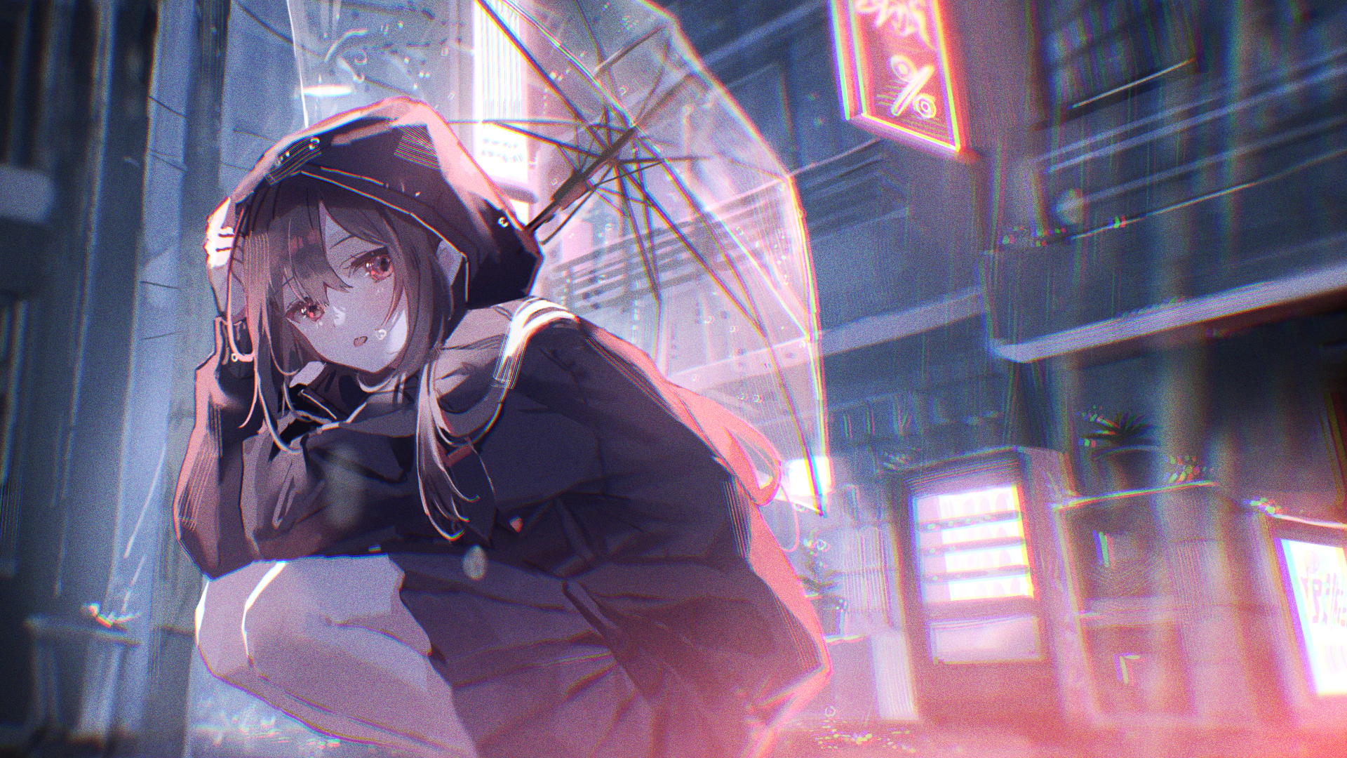 Anime Girl With Umbrella In Rain Wallpapers