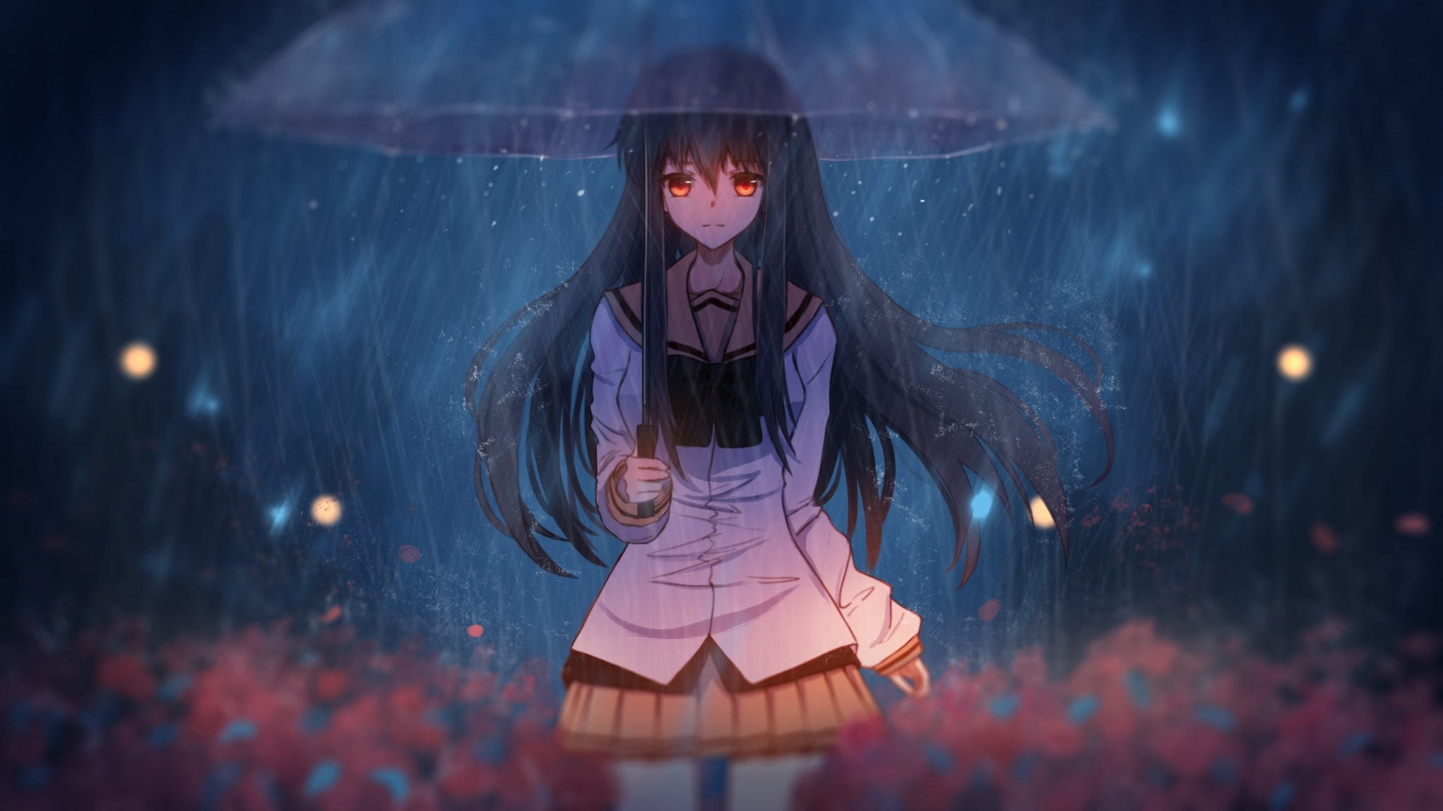 Anime Girl With Umbrella In Rain Wallpapers