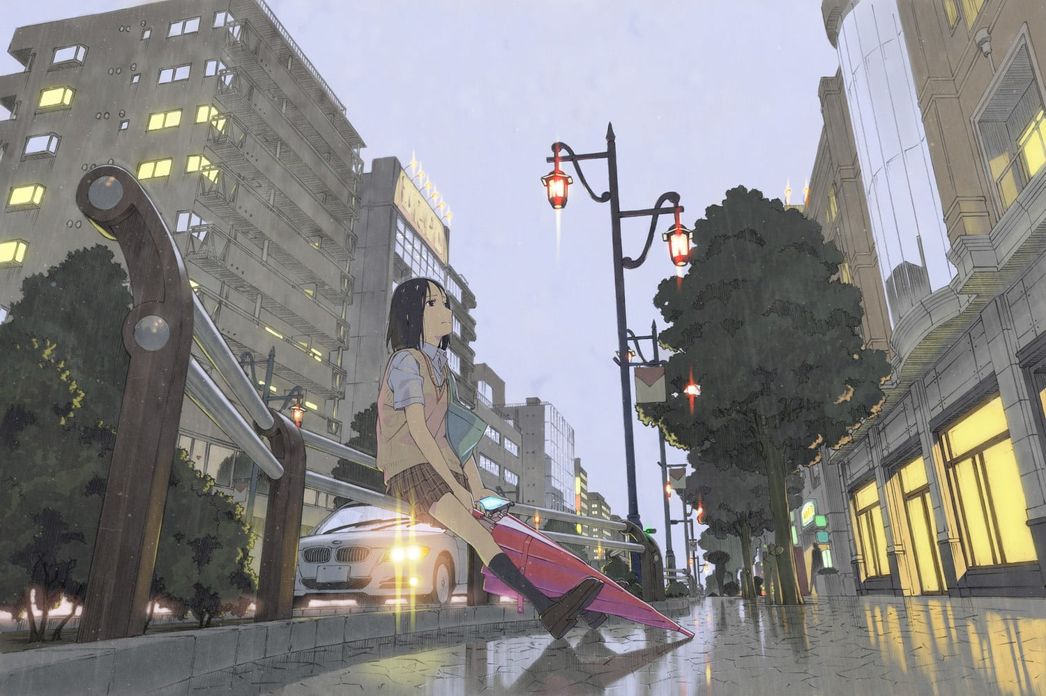 Anime Girl With Umbrella In Rain Wallpapers