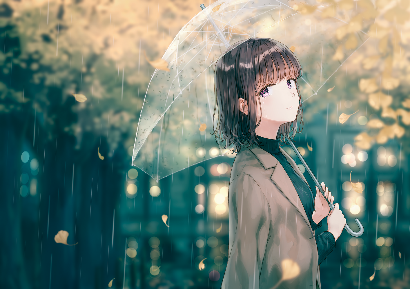 Anime Girl With Umbrella In Rain Wallpapers