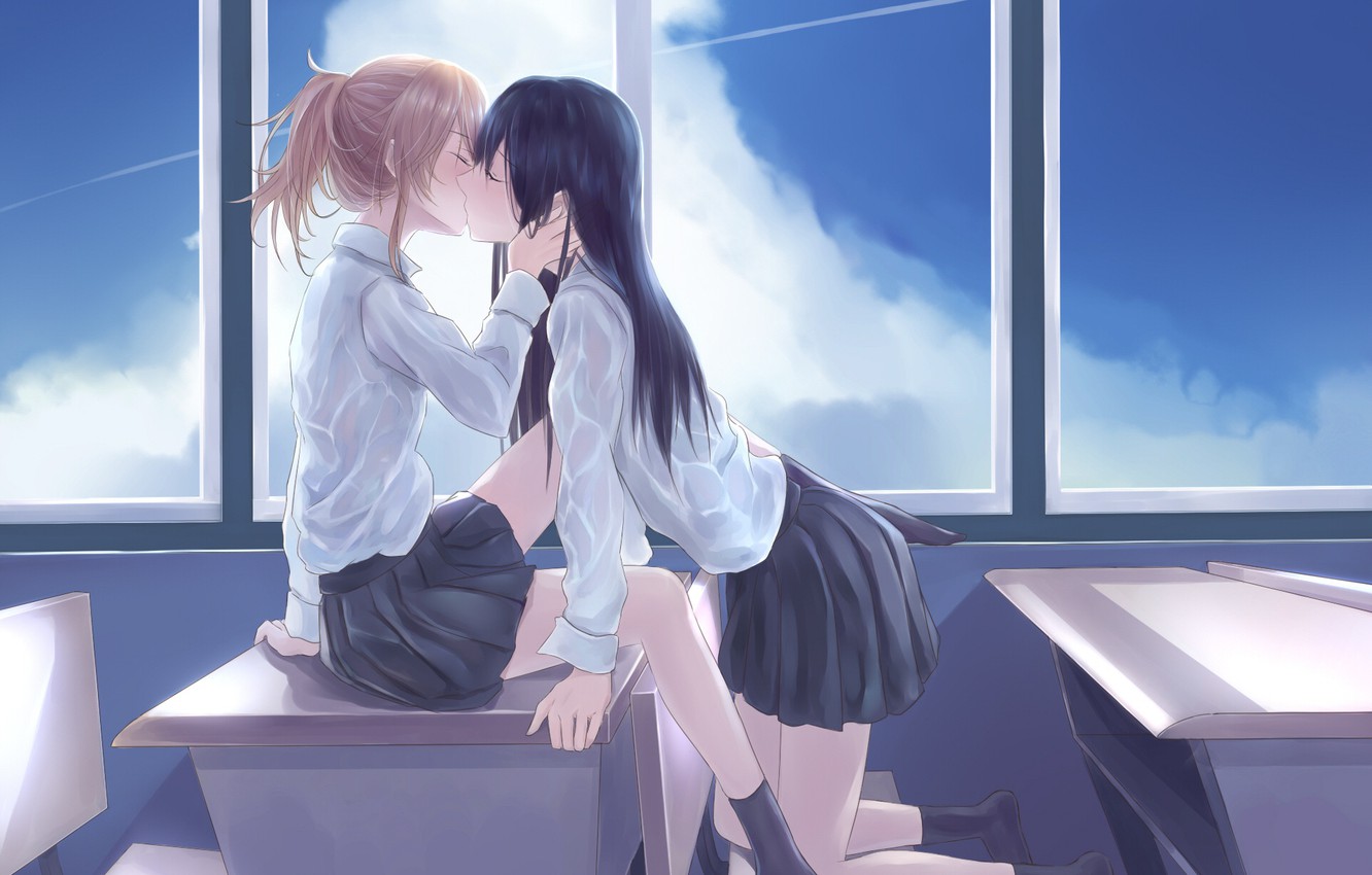 Anime Girls Kiss Wallpapers