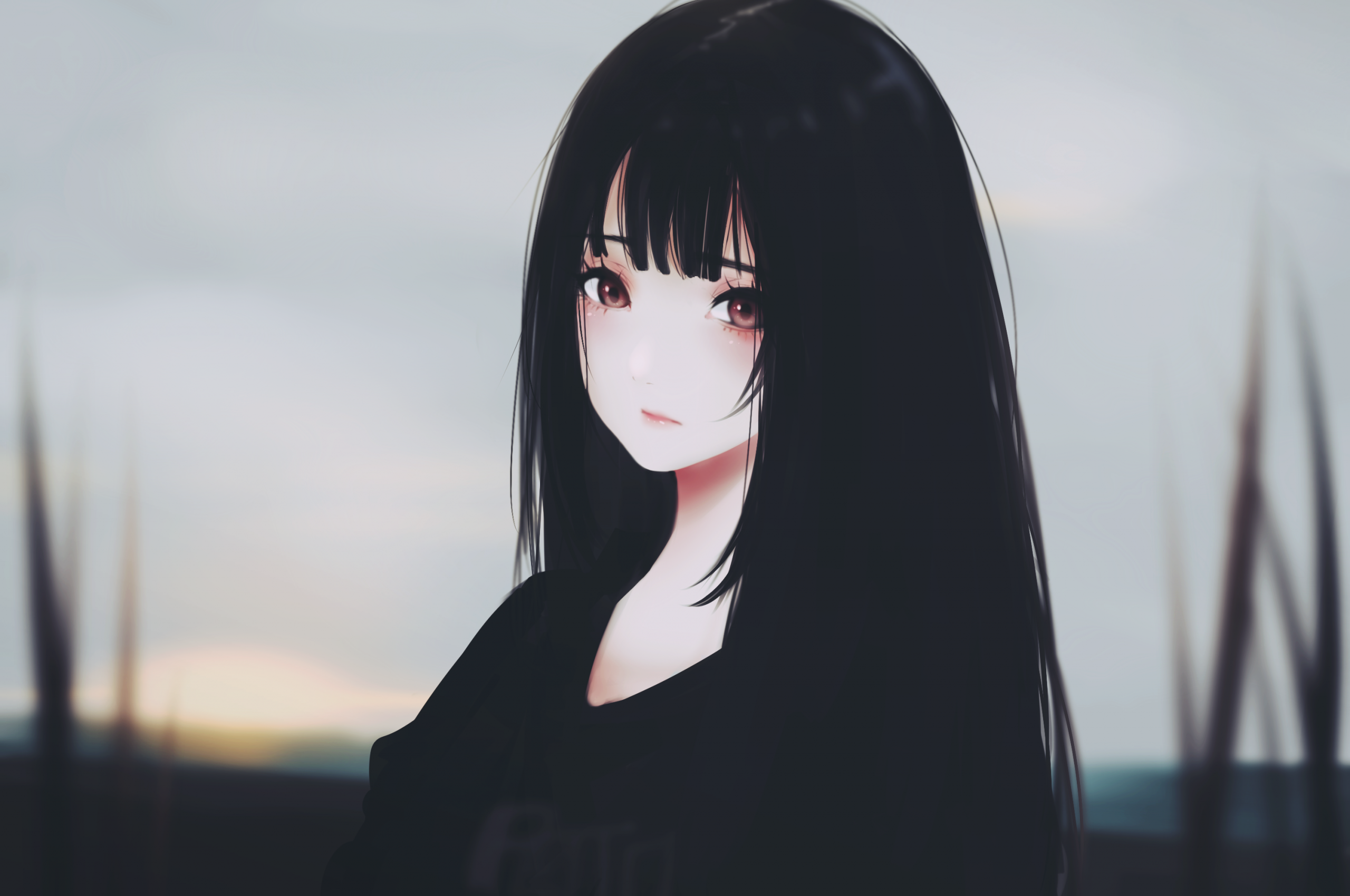 Anime Manga Girl Black Hair Wallpapers