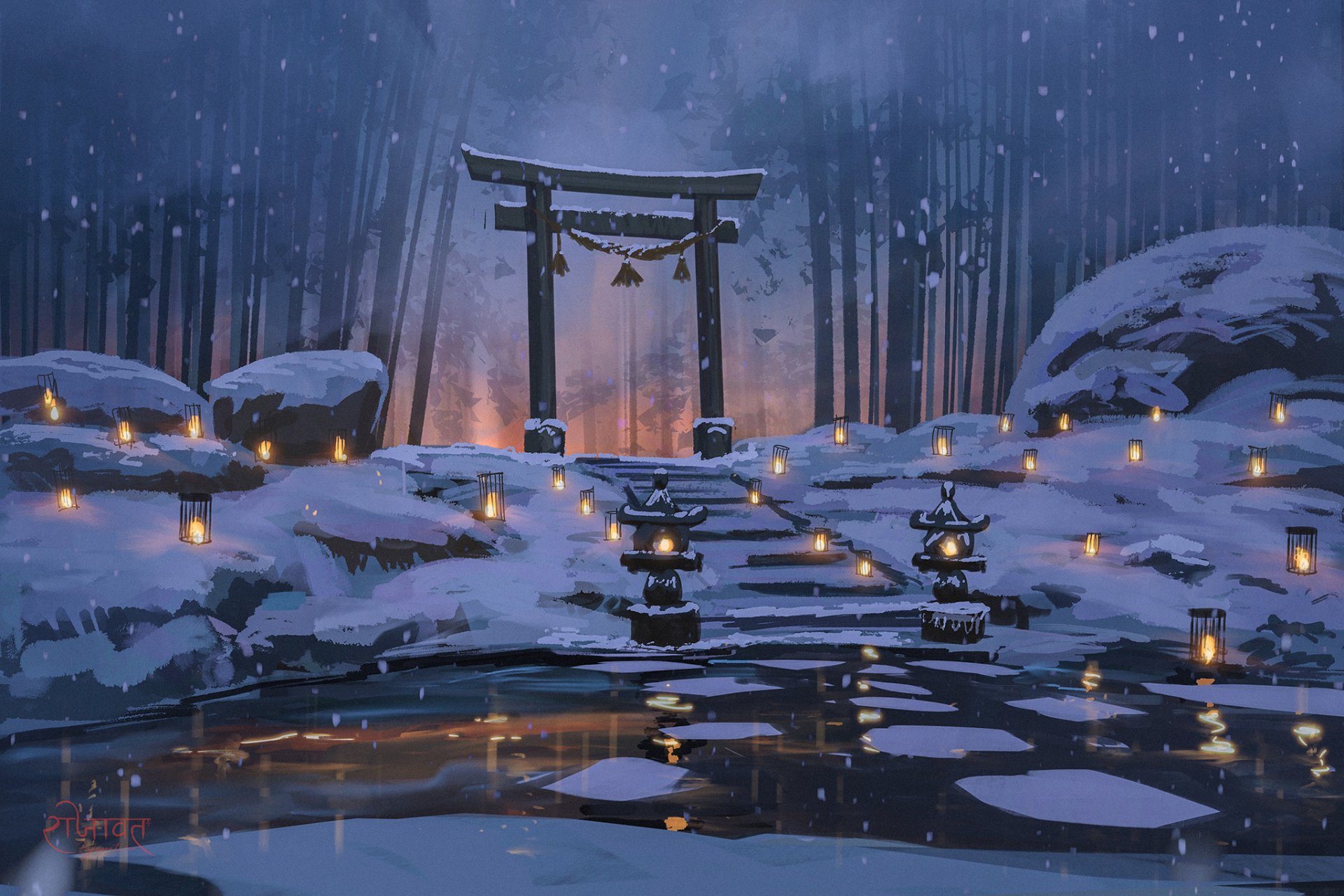 Anime Snow Landscape Wallpapers