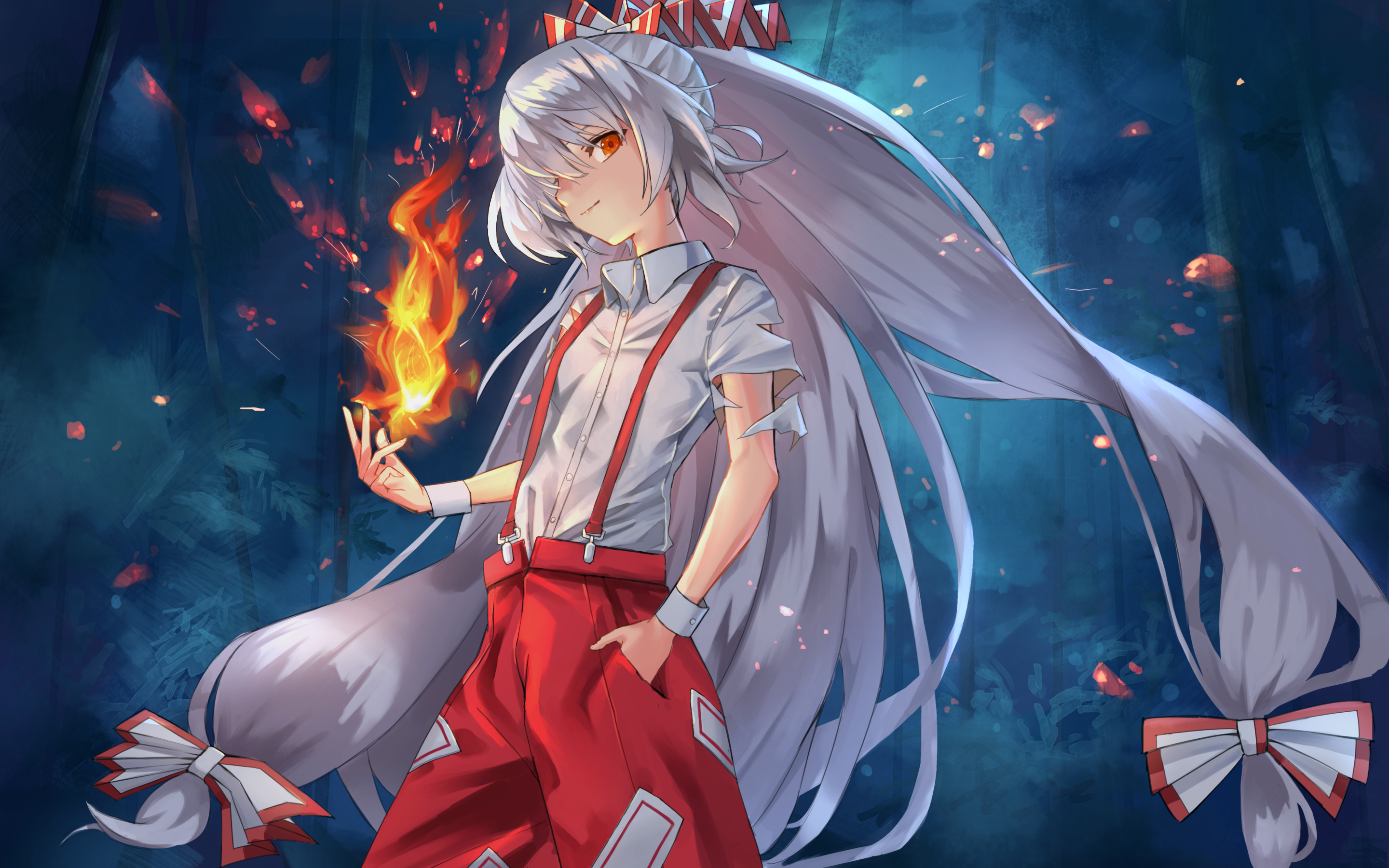 Fujiwara No Mokou 4K Art Wallpapers