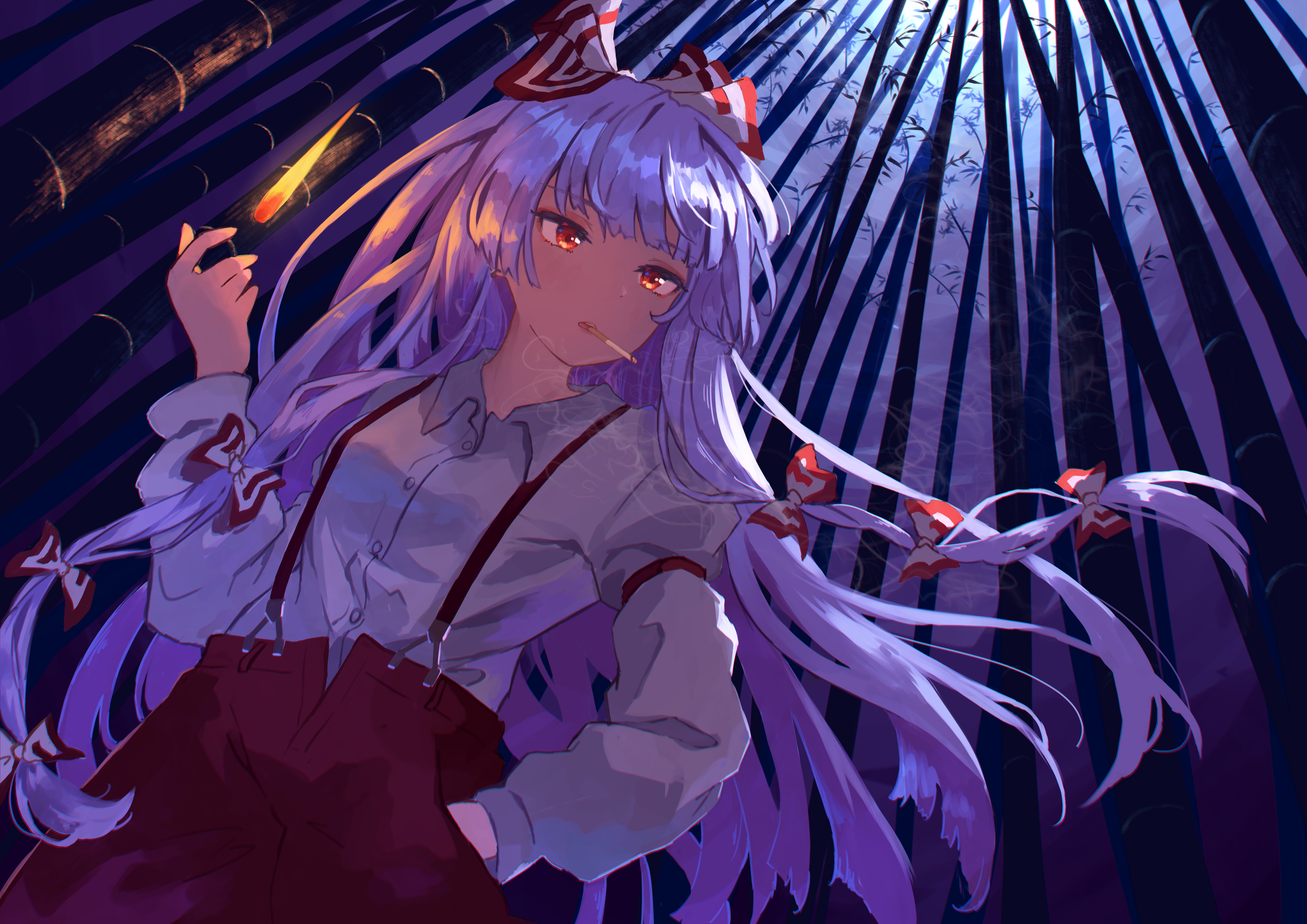 Fujiwara No Mokou 4K Art Wallpapers