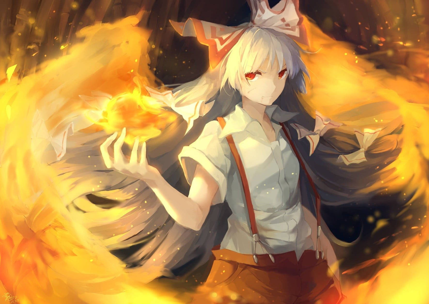 Fujiwara No Mokou 4K Art Wallpapers