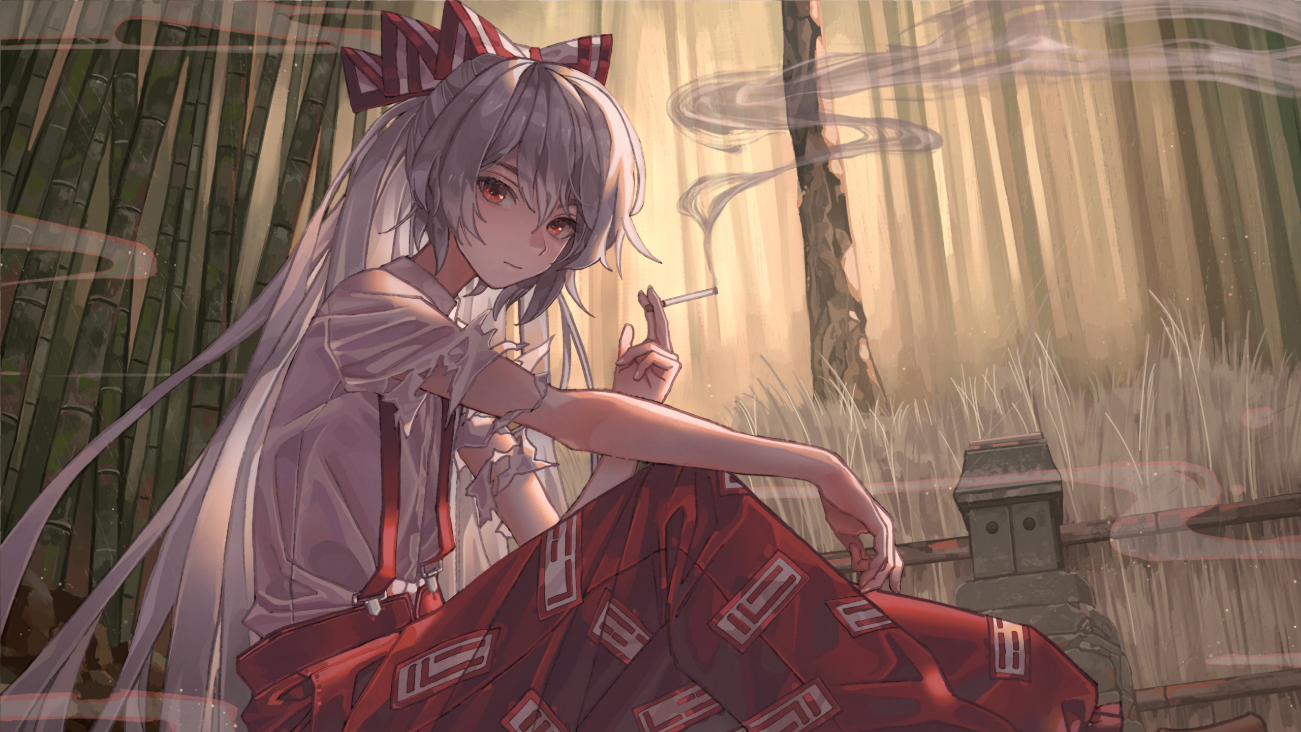 Fujiwara No Mokou 4K Art Wallpapers