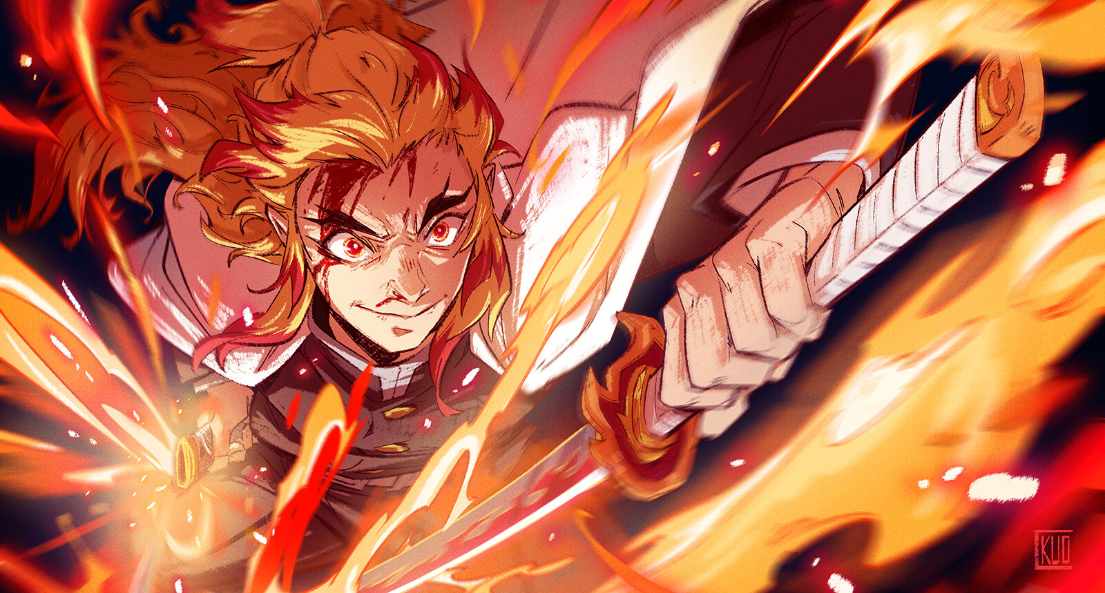 Kyojuro Rengoku Digital Art Wallpapers