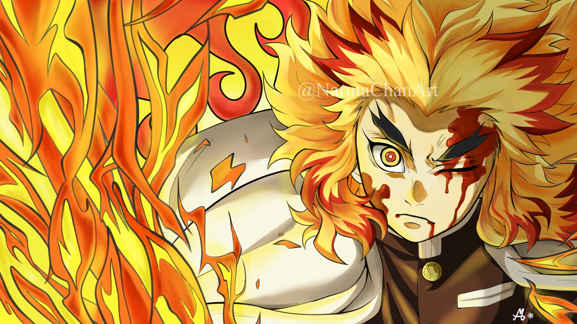 Kyojuro Rengoku Digital Art Wallpapers