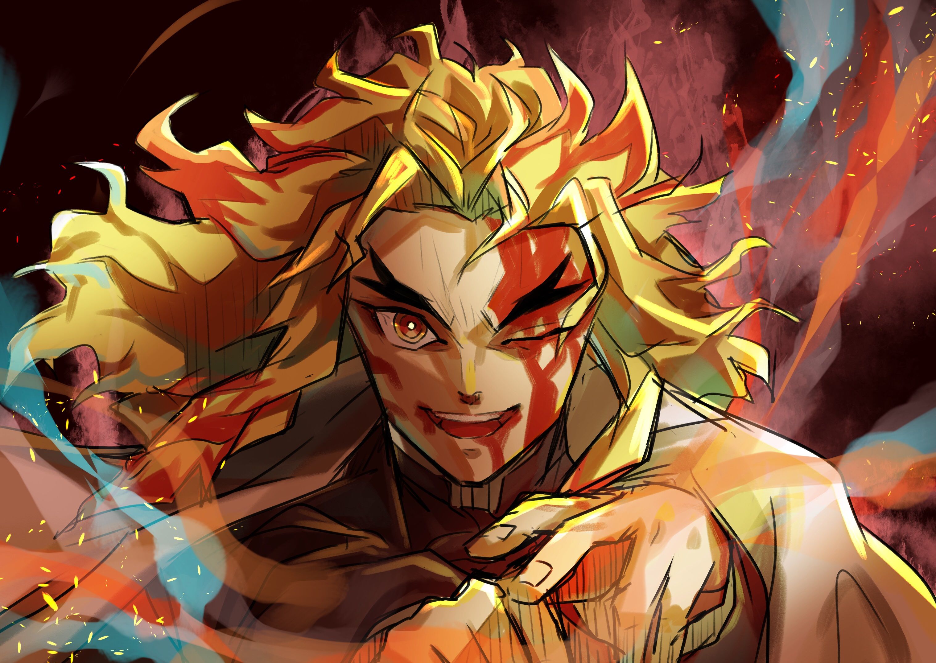 Kyojuro Rengoku Digital Art Wallpapers