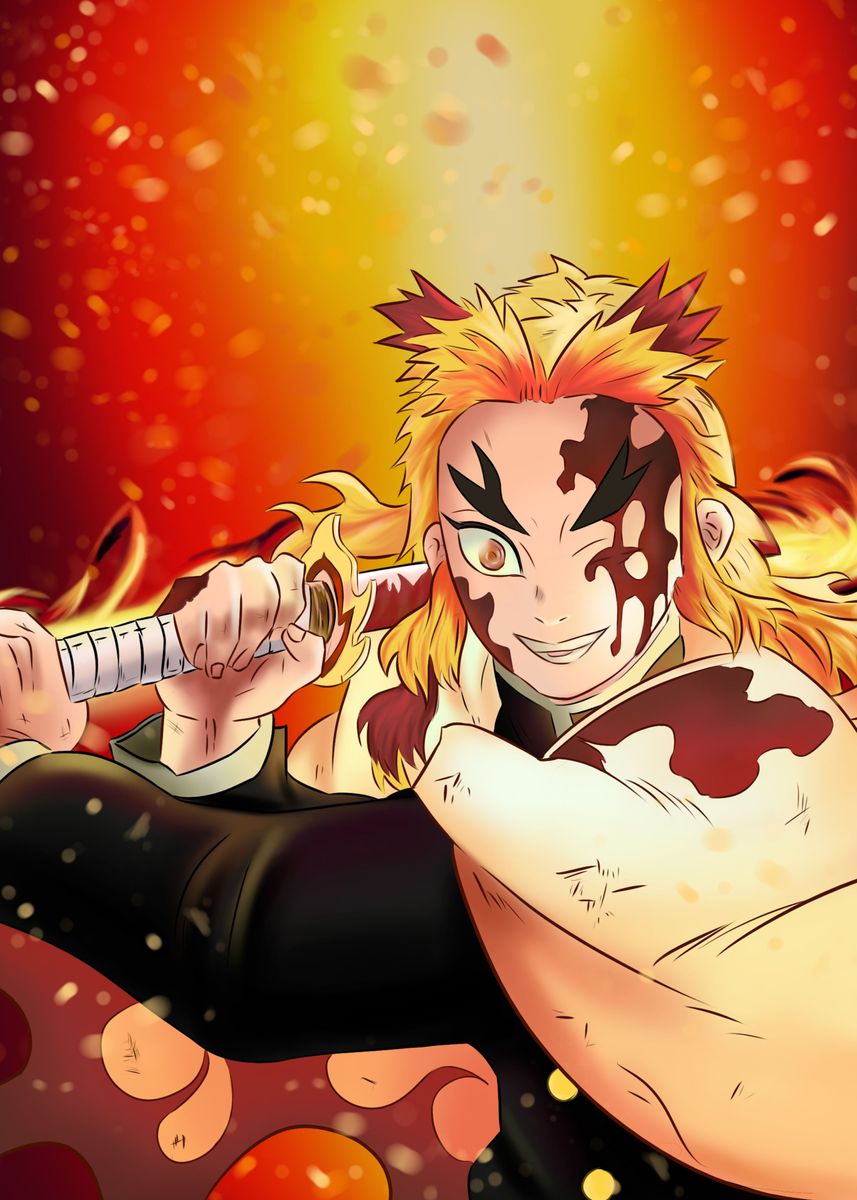 Kyojuro Rengoku Digital Art Wallpapers