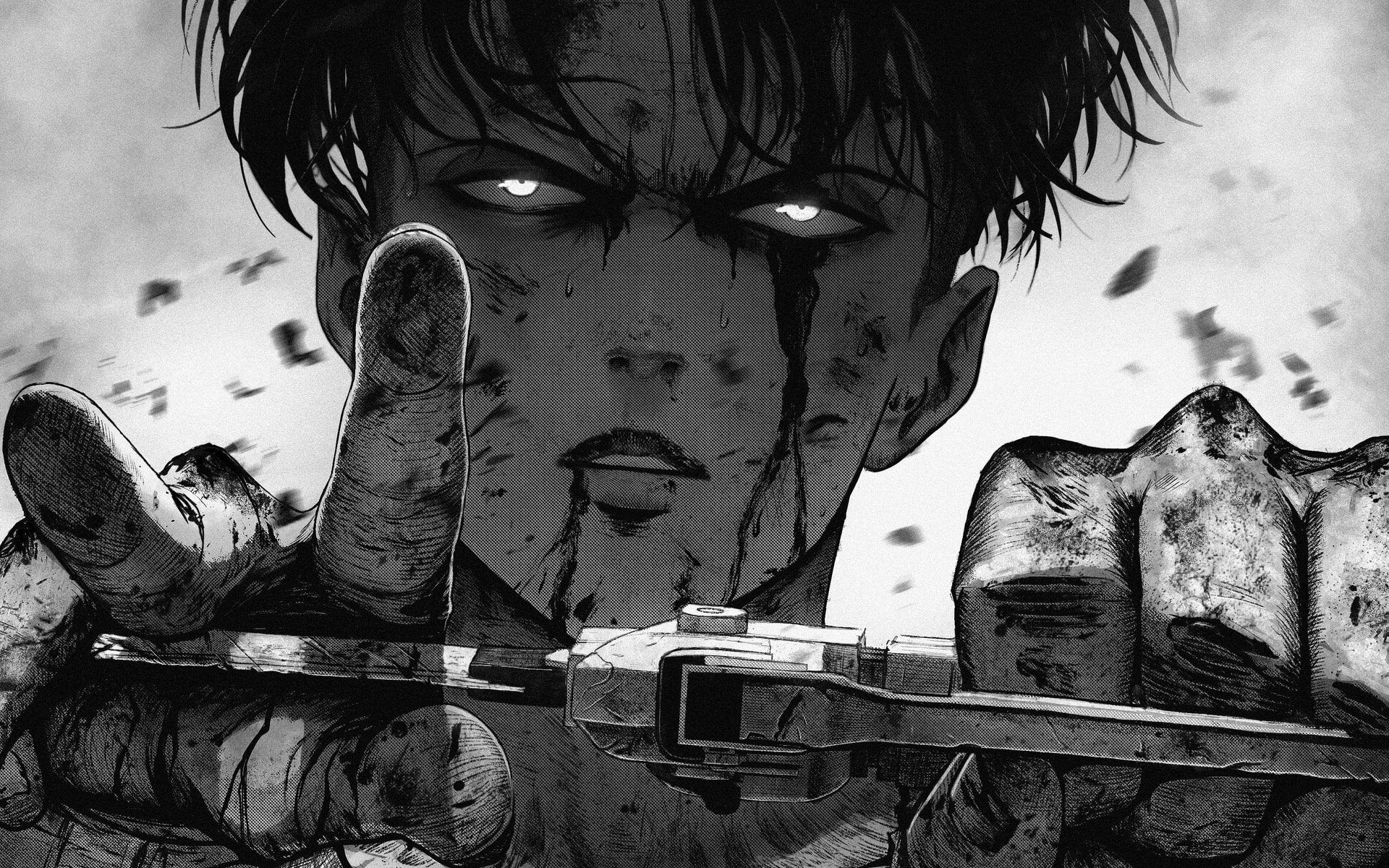 Levi Ackerman Monochrome Wallpapers