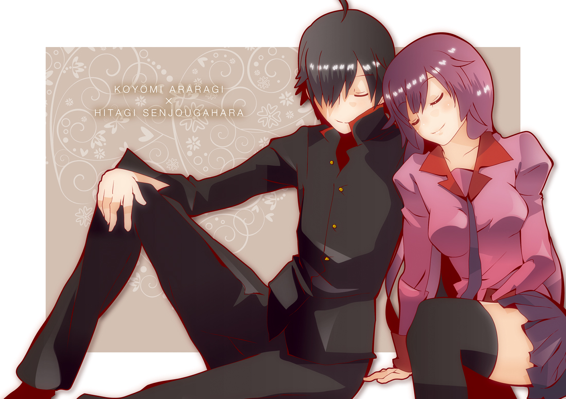 Monogatari Series Araragi Koyomi And Senjougahara Hitagi Wallpapers