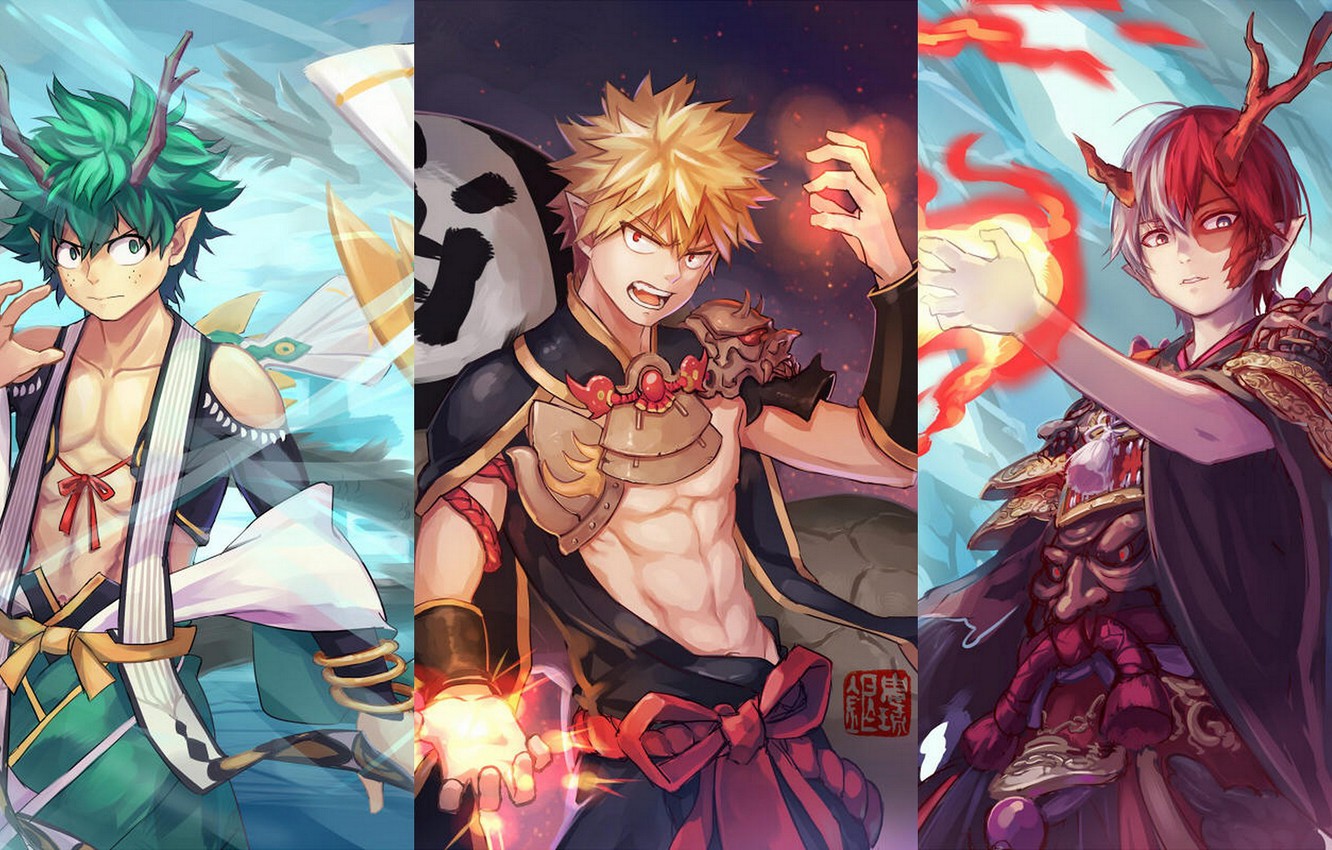 My Hero Academia Deku X Bakugou X Todoroki Wallpapers