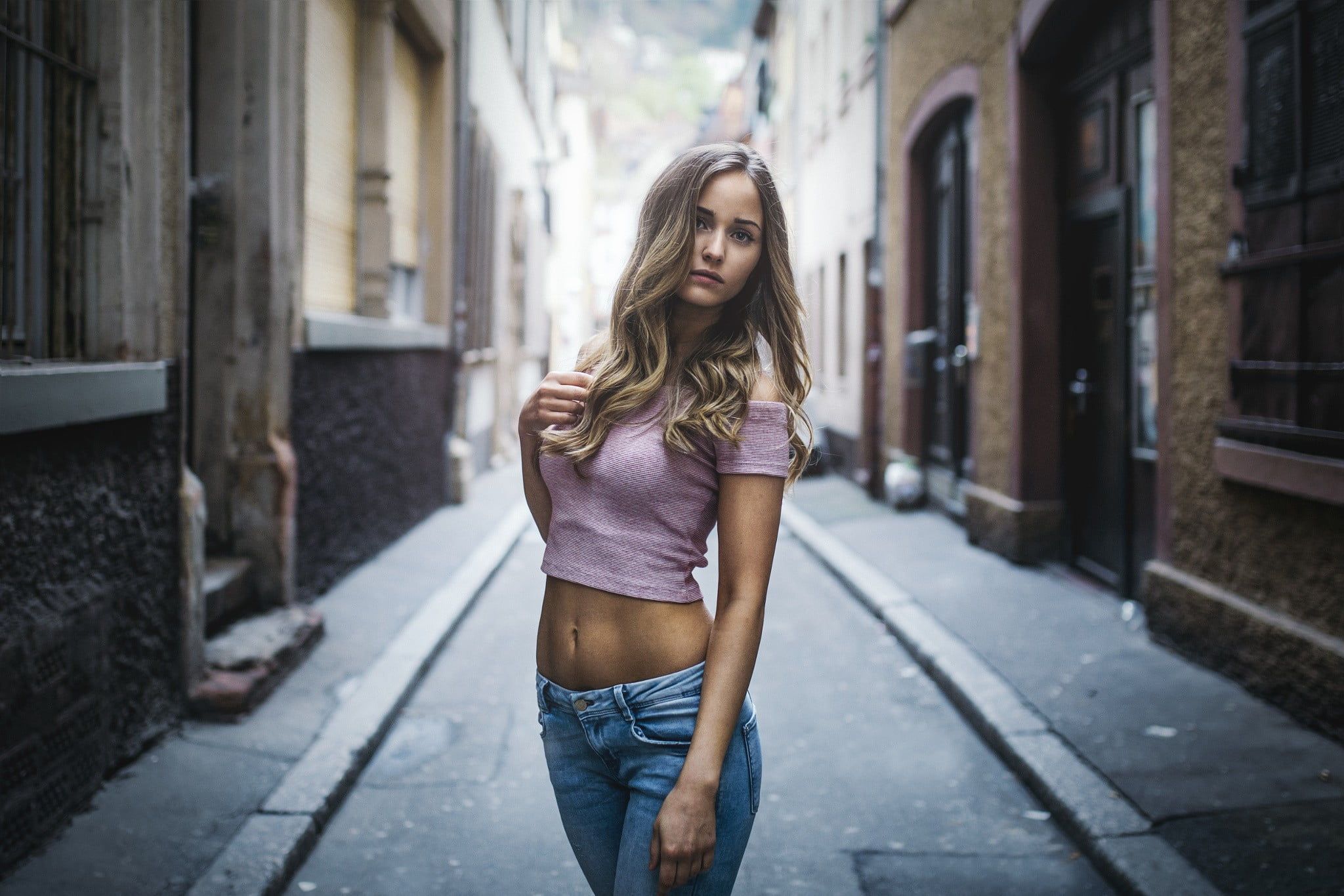 Blonde Women Street Portrait Wallpapers