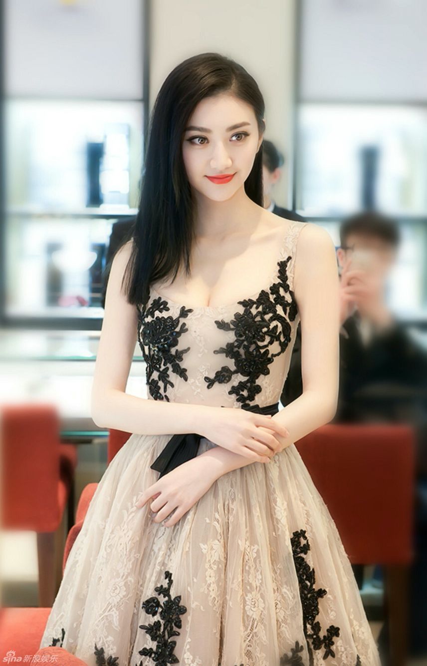 Cute Jing Tian in White Dress Wallpapers