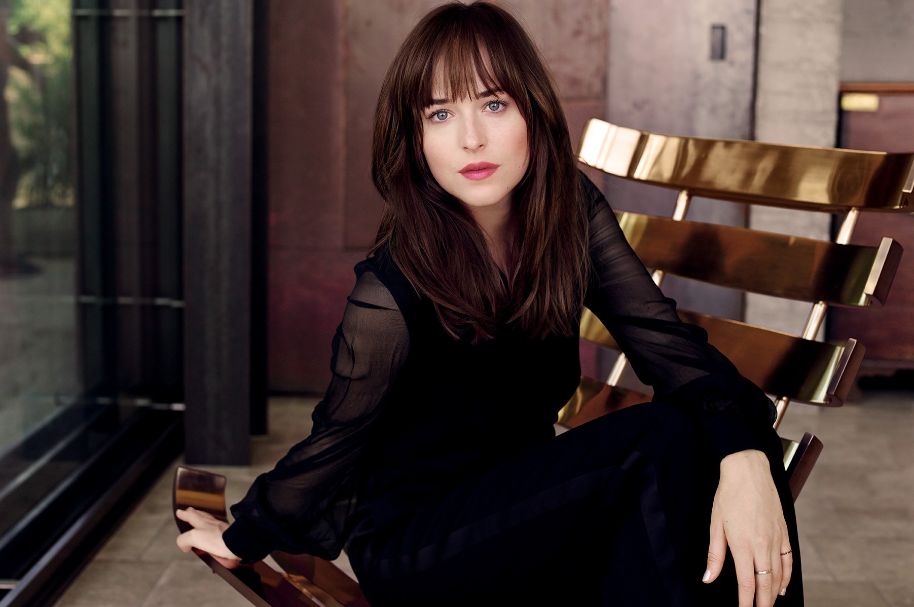 Dakota Johnson Blue Dress Wallpapers