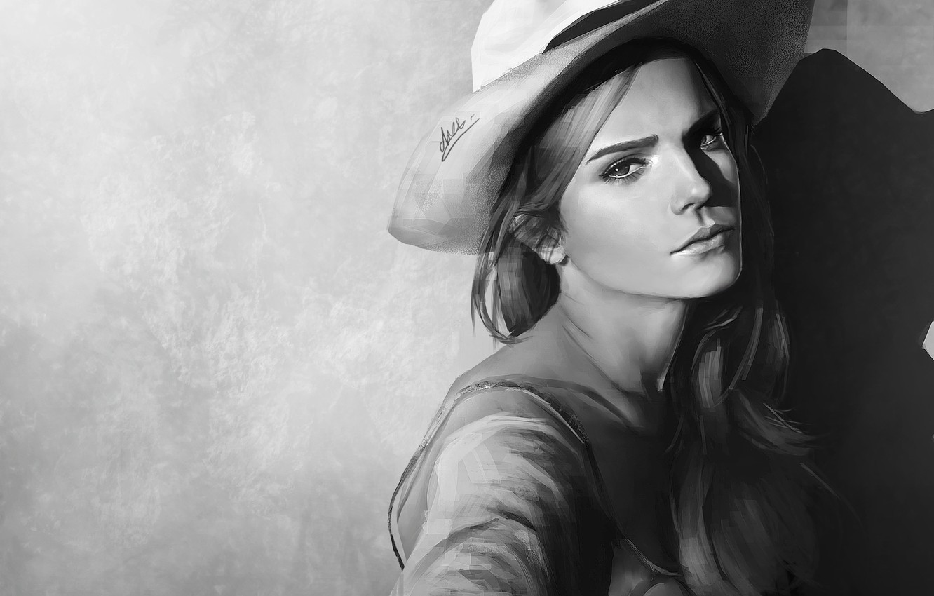 Emma Watson Monochrome Portrait Wallpapers