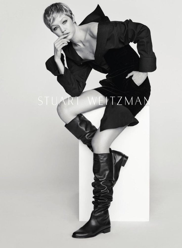 Gigi Hadid Stuart Weitzman Black and White Wallpapers