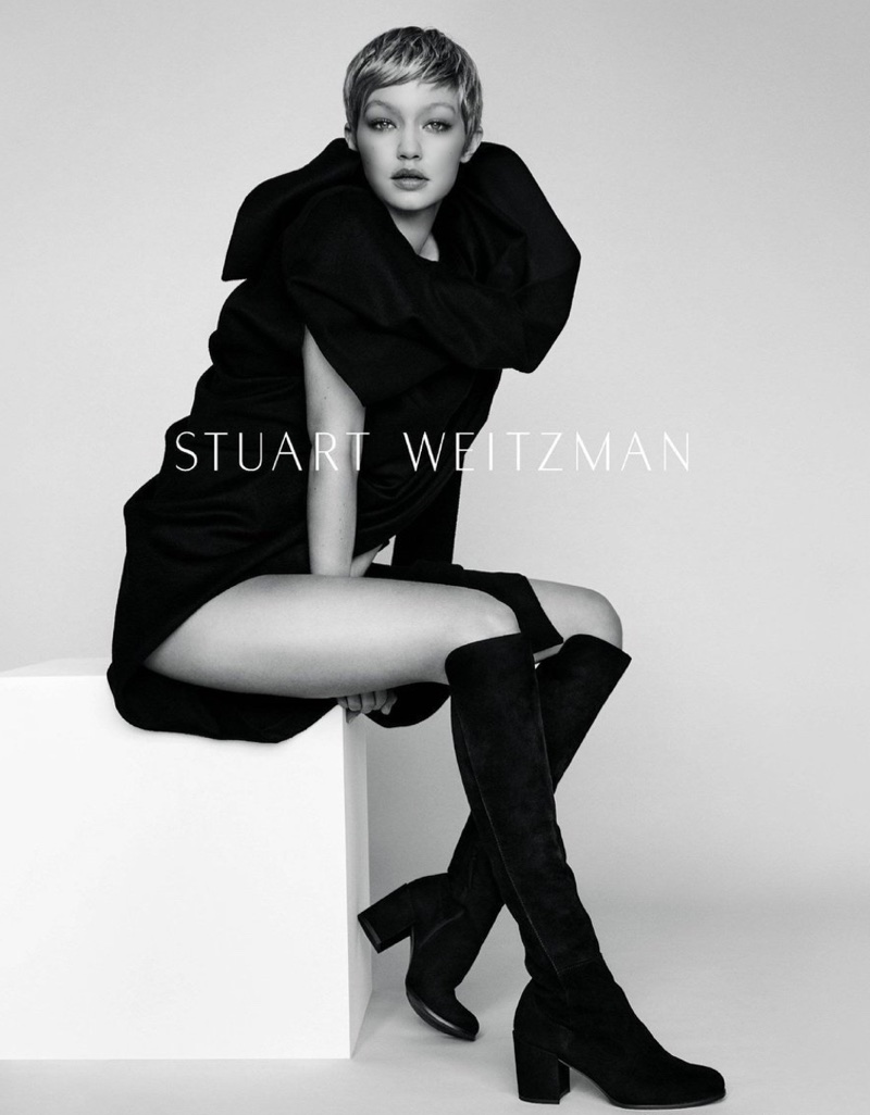 Gigi Hadid Stuart Weitzman Black and White Wallpapers
