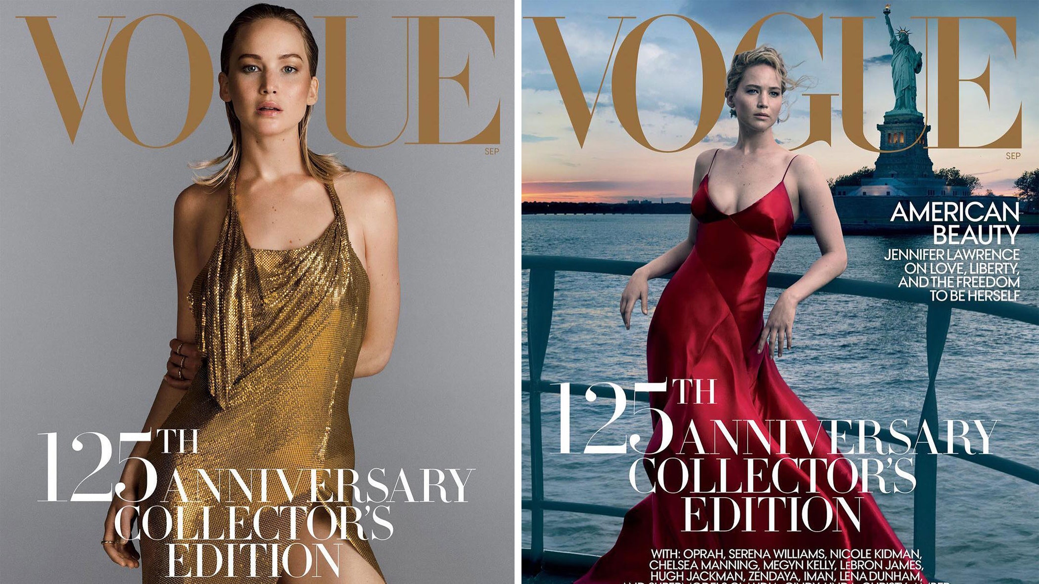 Jennifer Lawrence Red Dress For Vogue 2017 Wallpapers