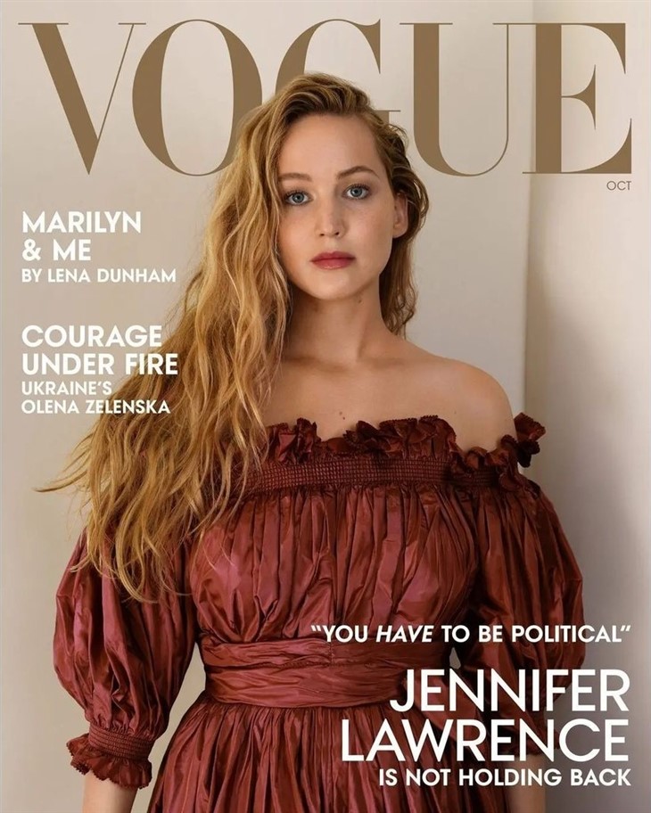 Jennifer Lawrence Red Dress For Vogue 2017 Wallpapers