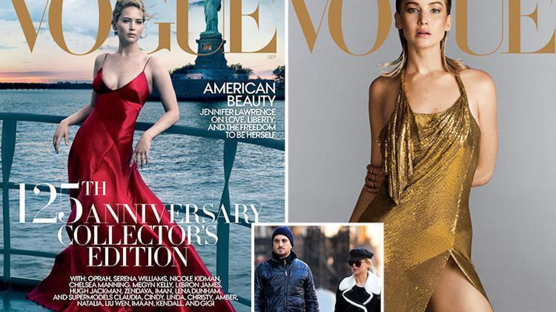 Jennifer Lawrence Red Dress For Vogue 2017 Wallpapers